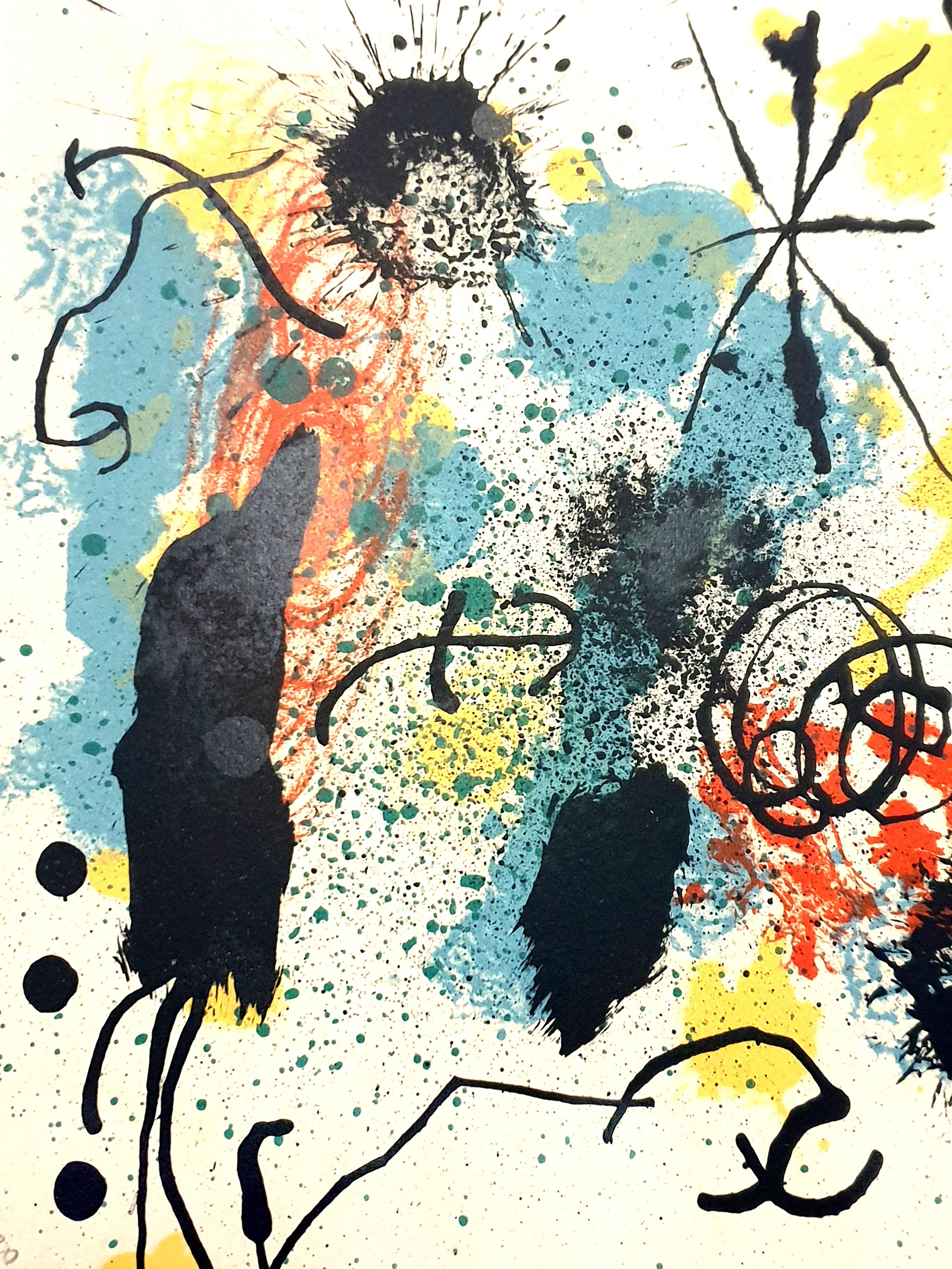 Joan Miro - Lavoro come un giardiniere - Litografia originale firmata a mano - Print Beige di Joan Miró