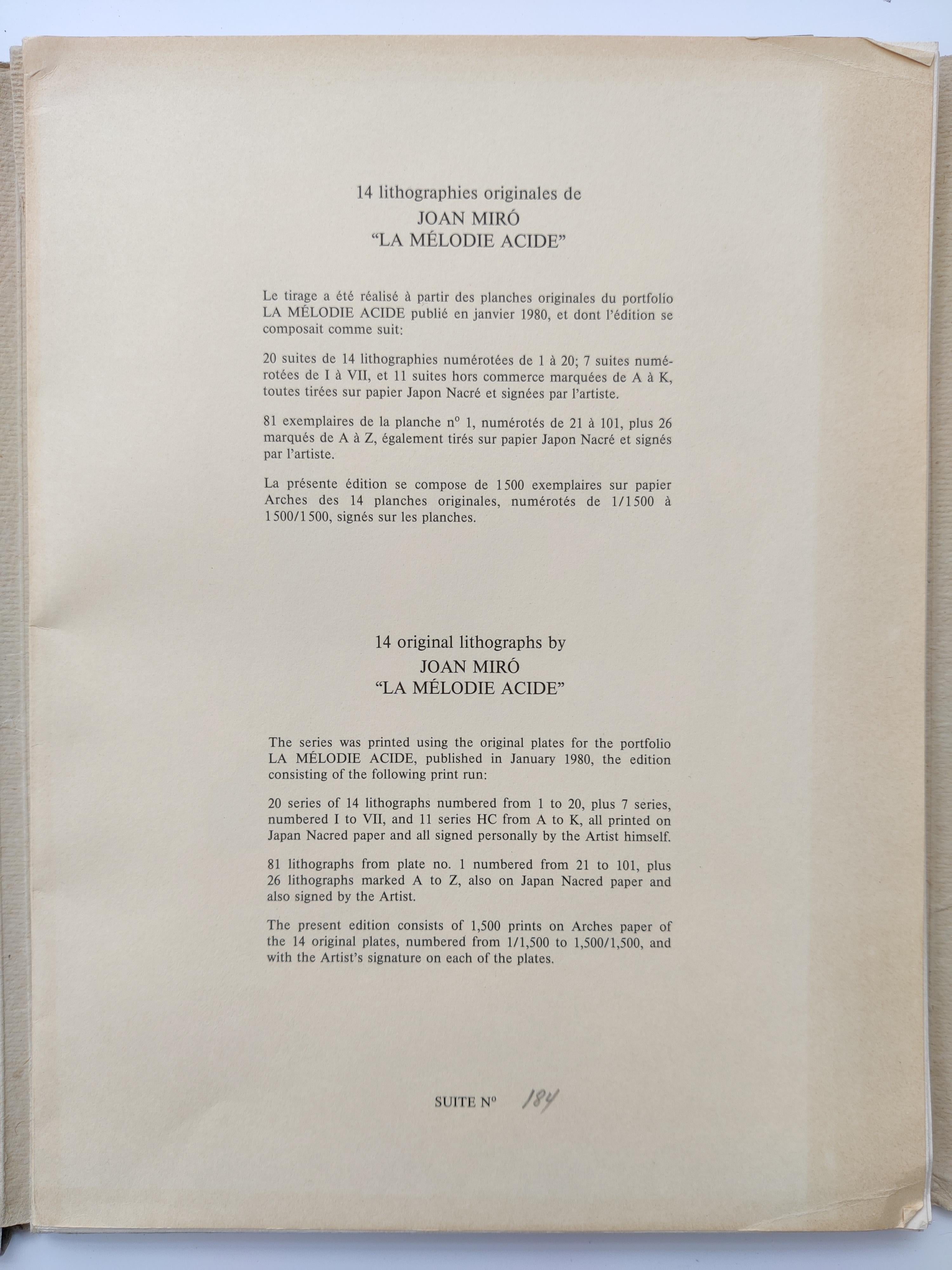 Joan Miro -- La Mélodie Acide, Complete portfolio of 14 For Sale 2