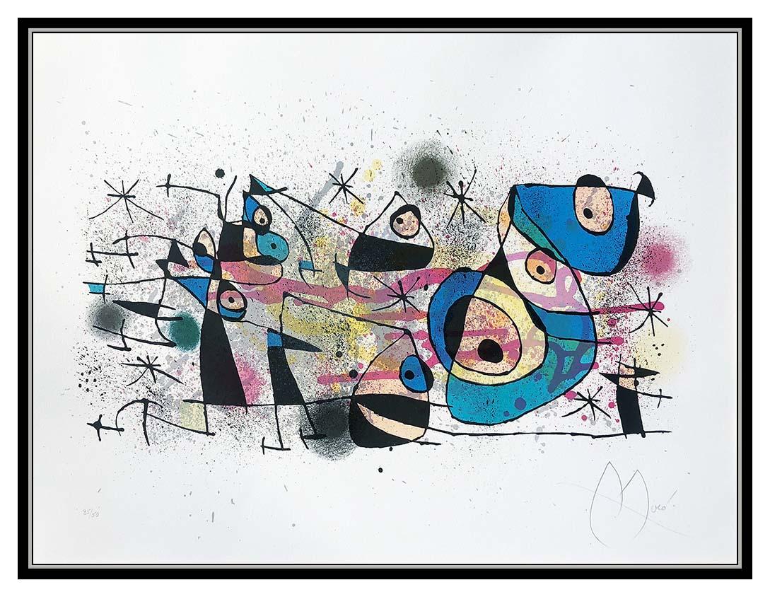 Joan Miro Large Color Lithograph Hand Signed Ceramiques Modern Abstract Artwork - Print by Joan Miró
