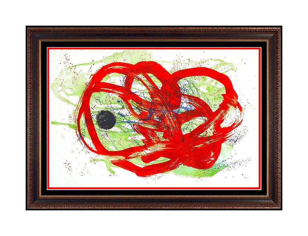 Joan Miró Abstract Print - Joan Miro Large Original Color Lithograph Serie Red Green Signed Abstract Art