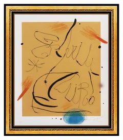 Joan Miro Large Original Espriu Color Etching Aquatint Hand Signed Framed Art