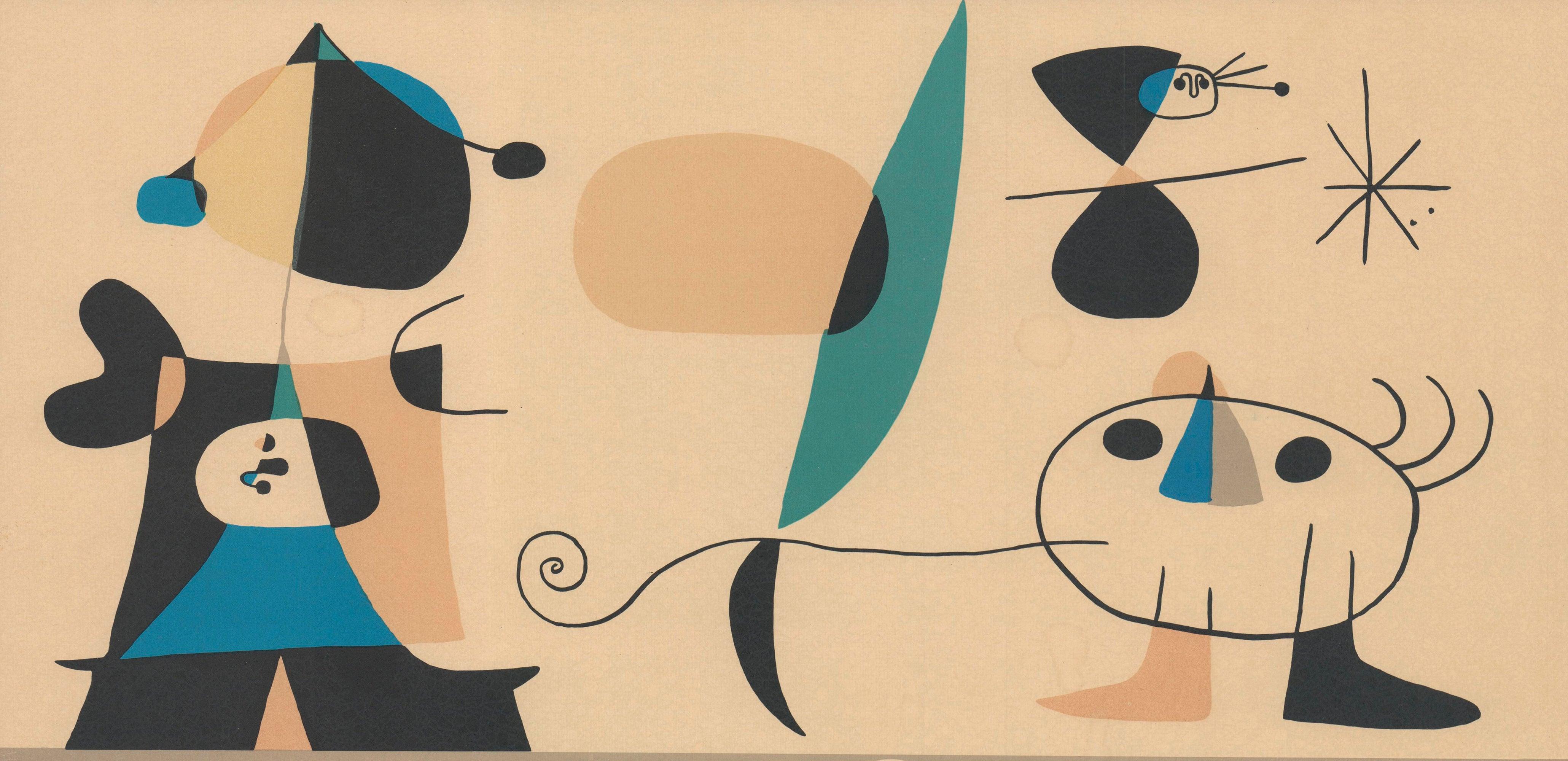 Vintage-Originalplakat für eine Ausstellung von Original-Lithografien von Joan Miro. Die Ausstellung trug den Titel 