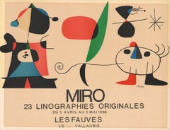 Joan Miro 'Les Fauves' Vintage Lithograph Exhibition Poster, 1966