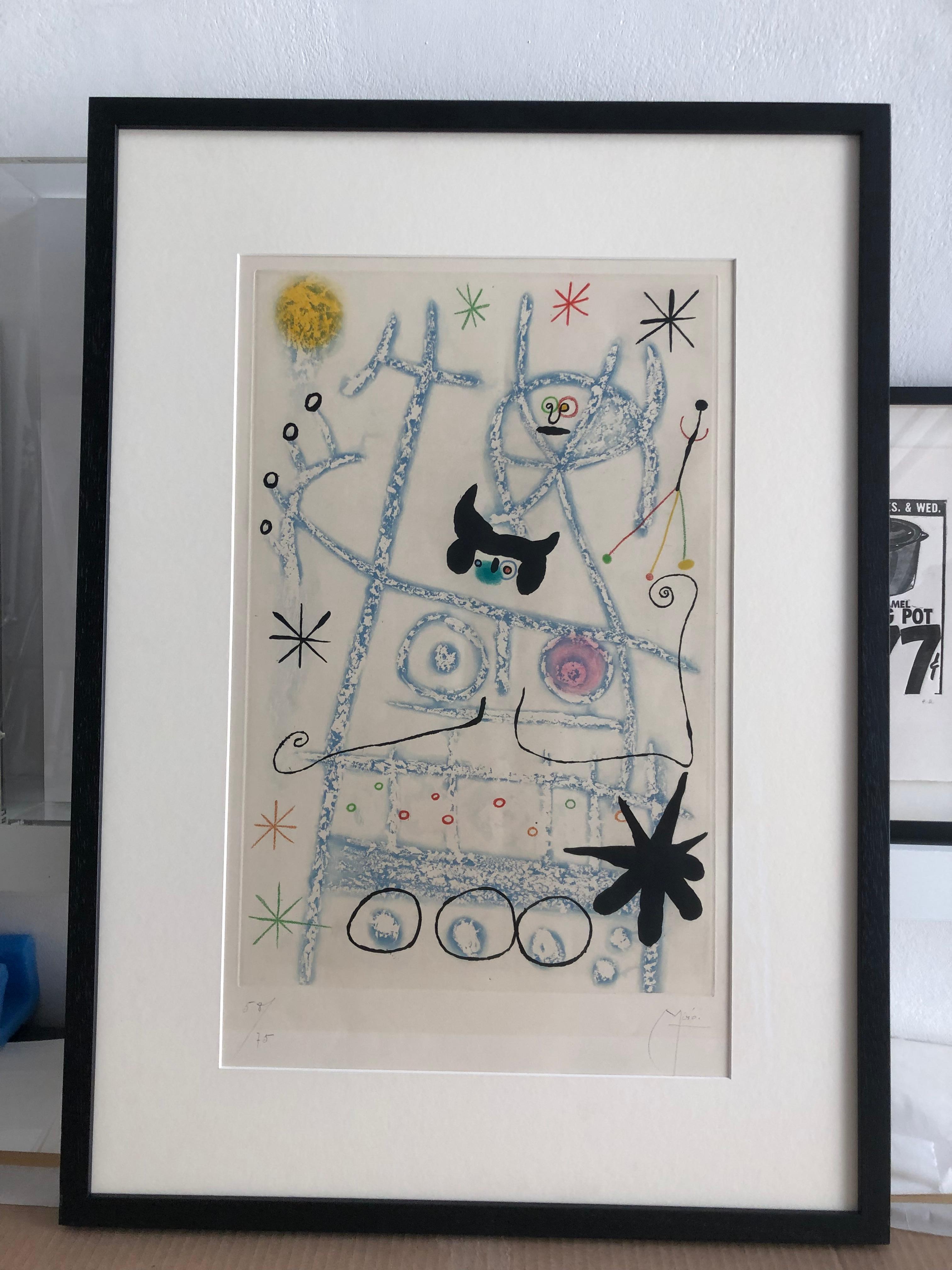 Les Forestiers (Bleu) - Surrealist Print by Joan Miró