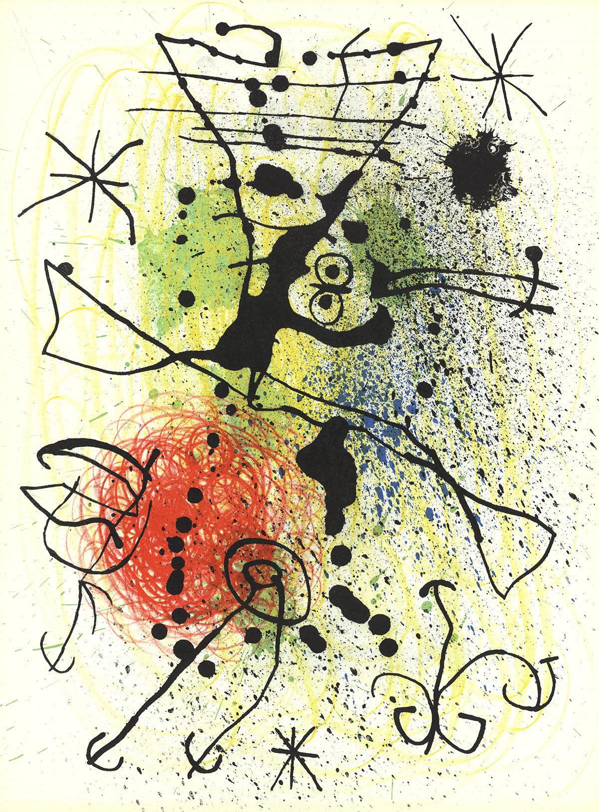 Joan Miro, Composition ligne et éclabousssures, 1965, Lithographie - Print de Joan Miró