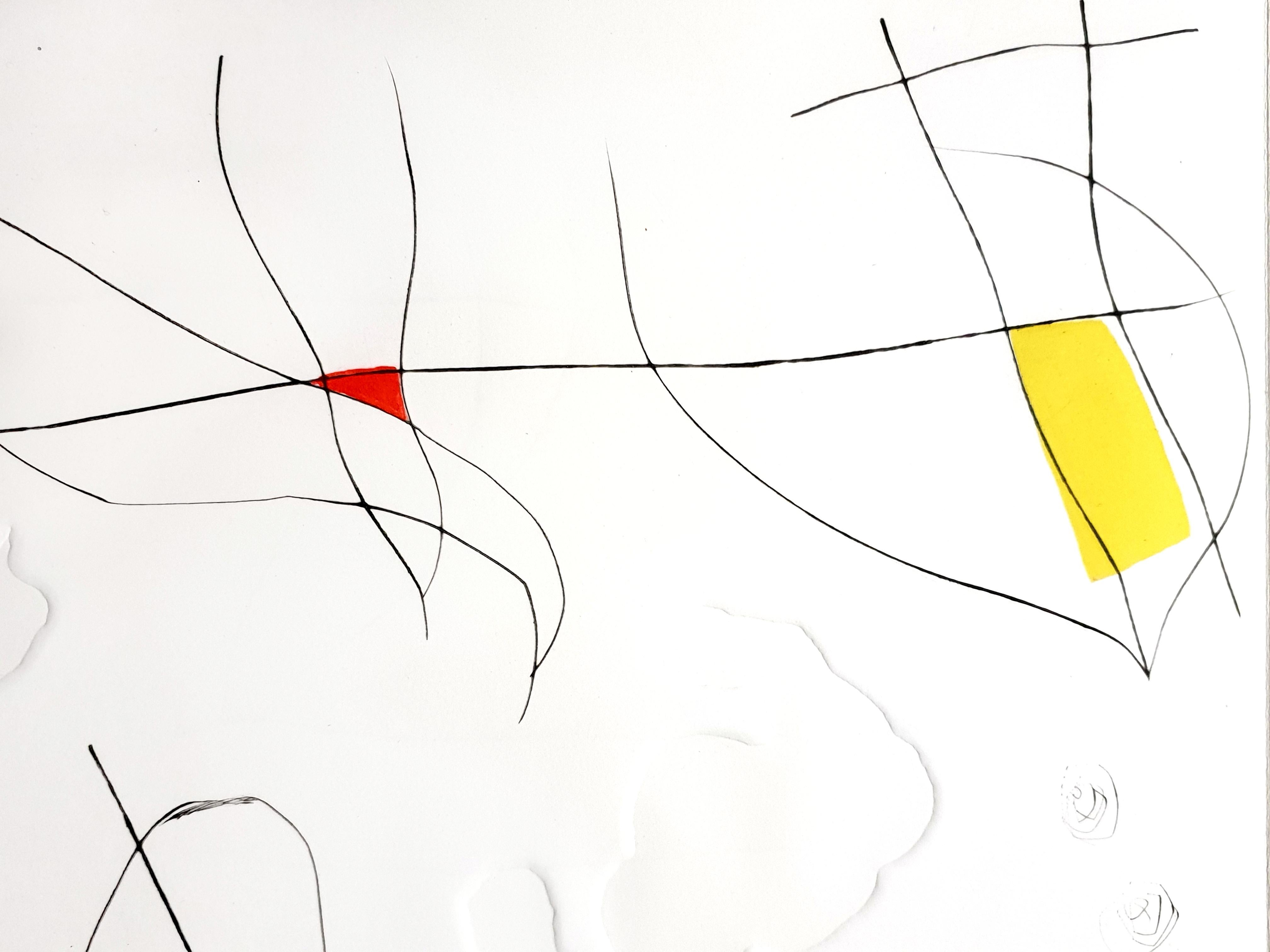 Joan Miro -  L'Issue Dérobée: eine Platte - Original Aquatinta  (Grau), Abstract Print, von Joan Miró