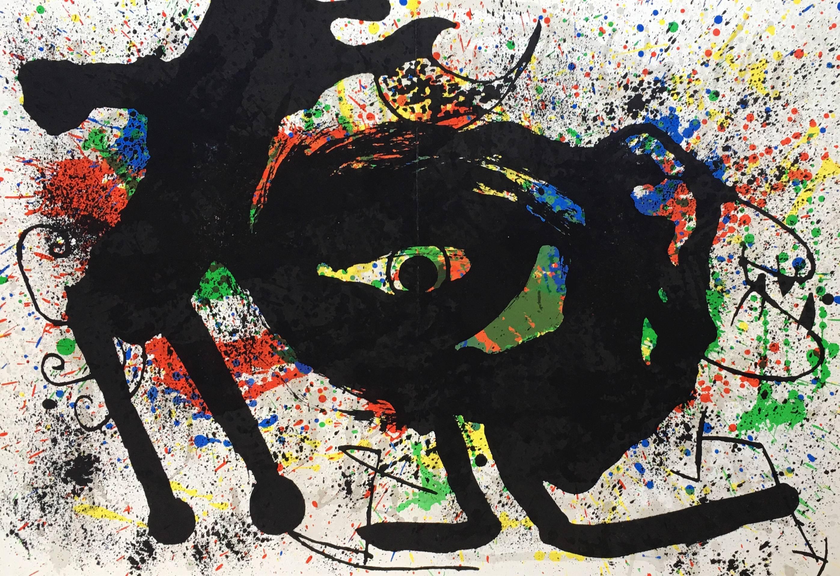 Joan Miró Lithographie 1973 de Derriere Le Miroir :

Lithographie hors-texte en couleurs, circa 1973.
15x22 pouces.
Très bon état général ; contient une légère ligne de pliage au centre comme à l'origine.
Non signé d'une édition d'inconnus.