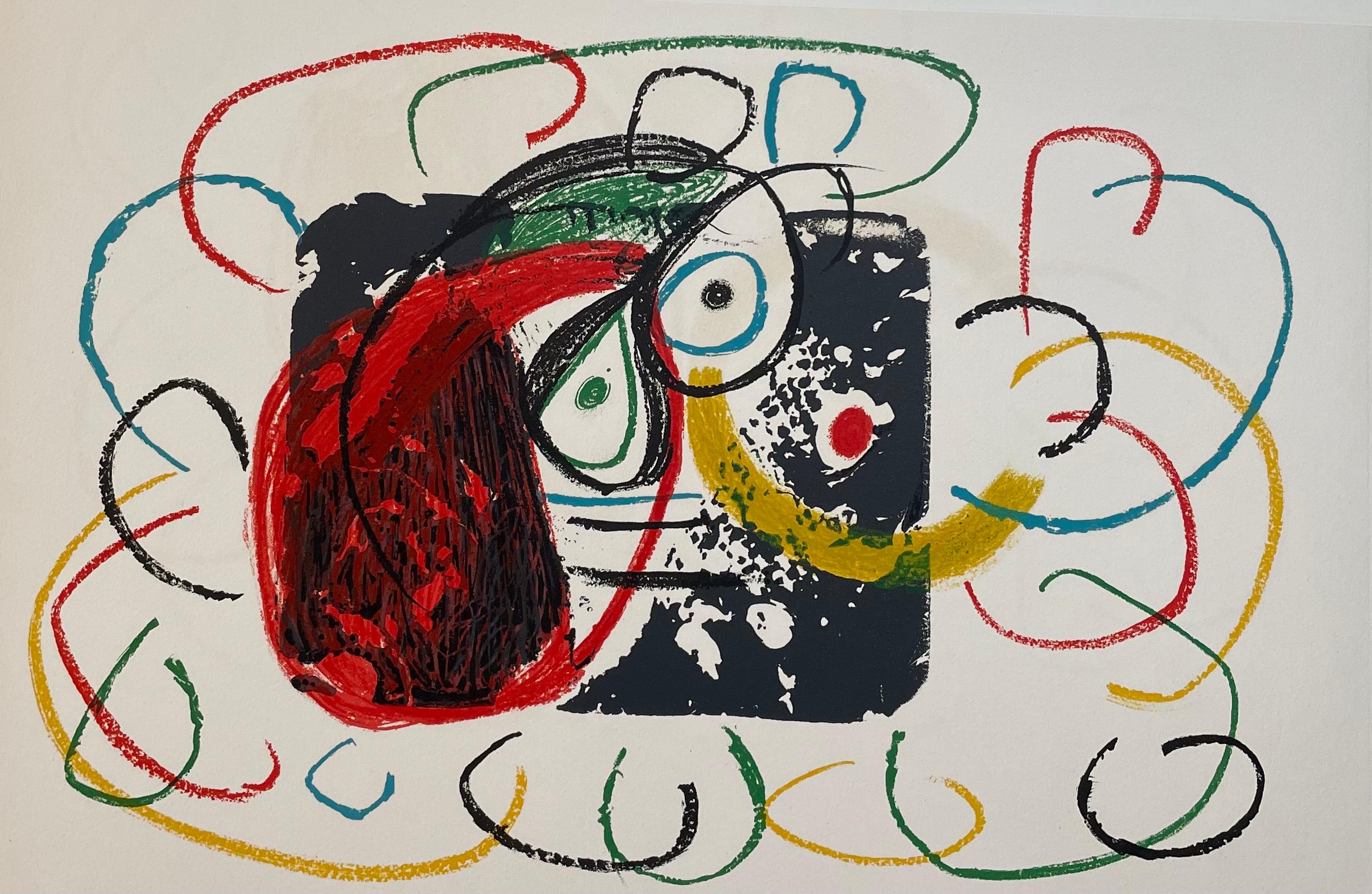 Joan Miro, "M.1021, " from " L'Enfance D'Ubu, " original color lithograph