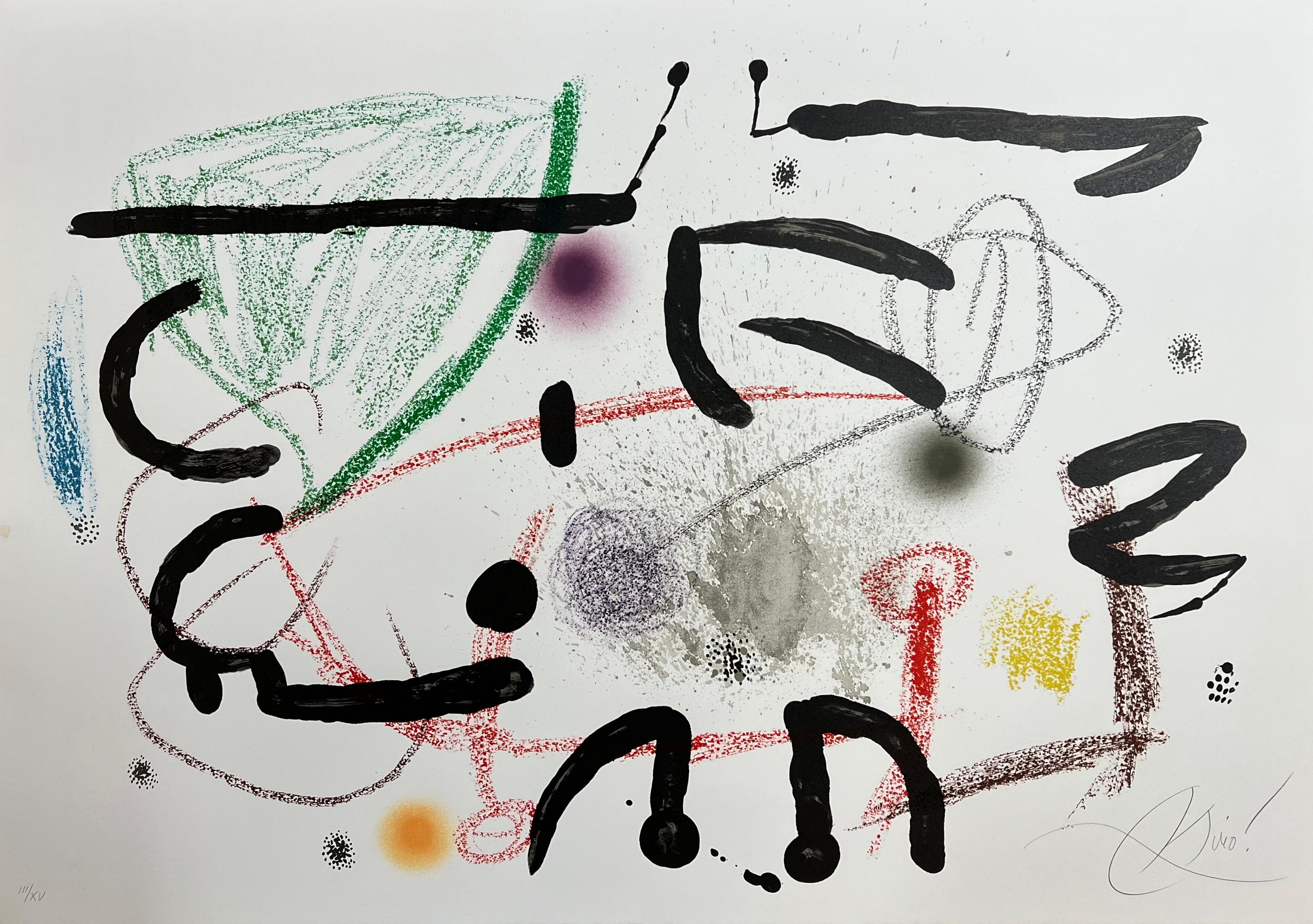 Joan Miró Abstract Print - Joan Miro, M.1067 from Maravillas con variaciones acrosticas, 1975, hand signed