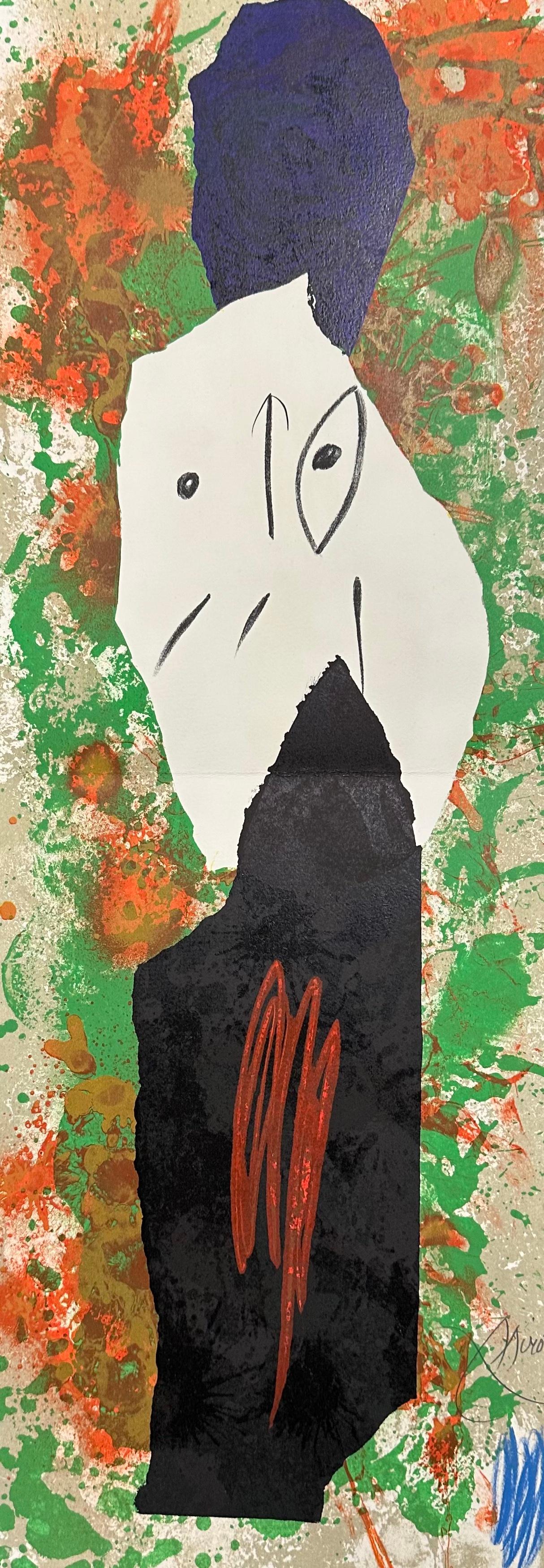 Joan Miró
M.988 aus "Les Pénaltiés de l'enfer ou les Nouvelles-Hébrides"
1974
Handsigniert mit Bleistift
Aus einer signierten Auflage von 50 Stück, mit dem Vermerk EA/50, gefaltet (wie ausgestellt)
Mourlot 988, Cramer bk.188
29,5 x 10,5 Zoll