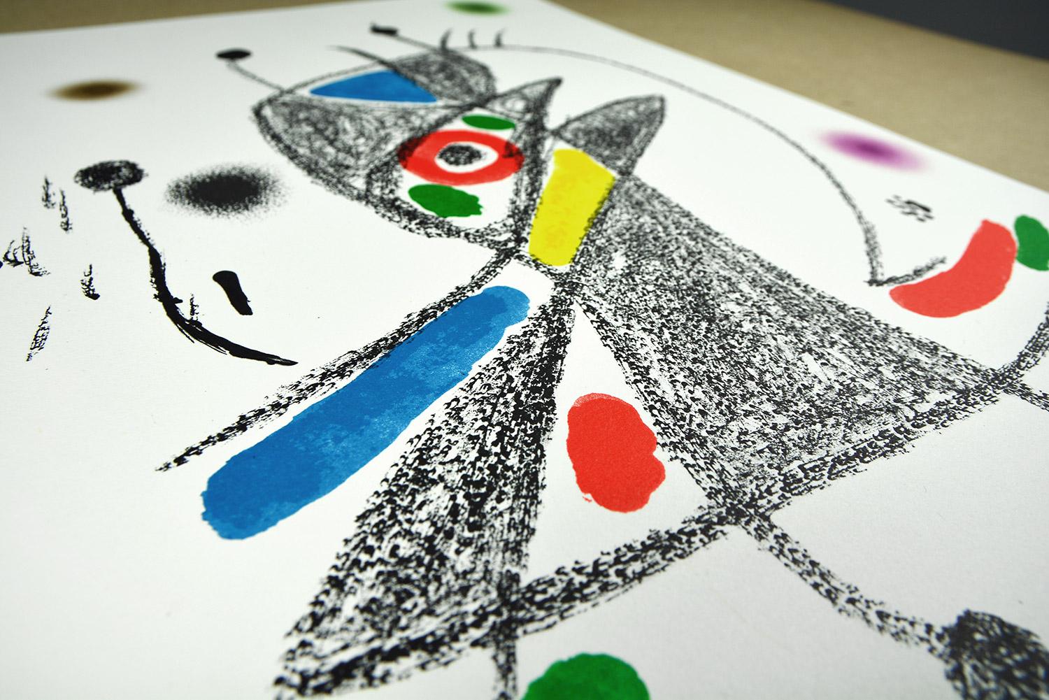 Joan Miró - Maravillas con variaciones acrósticas en el jardín de Miró II
Date of creation: 1975
Medium: Lithograph on Gvarro paper
Edition: 1500
Size: 49,5 x 35,5 cm
Condition: In very good conditions and never framed
Observations: Lithograph on
