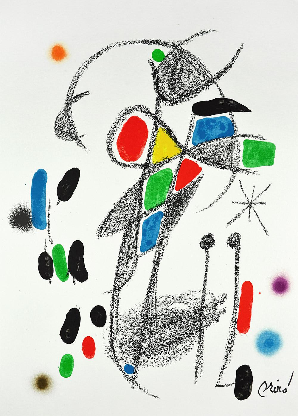 Joan Miró - Maravillas con variaciones acrósticas en el jardín de Miró XVIII
Date of creation: 1975
Medium: Lithograph on Gvarro paper
Edition: 1500
Size: 49,5 x 35,5 cm
Observations: Lithograph on Gvarro paper plate signed. Edited by Polígrafa,