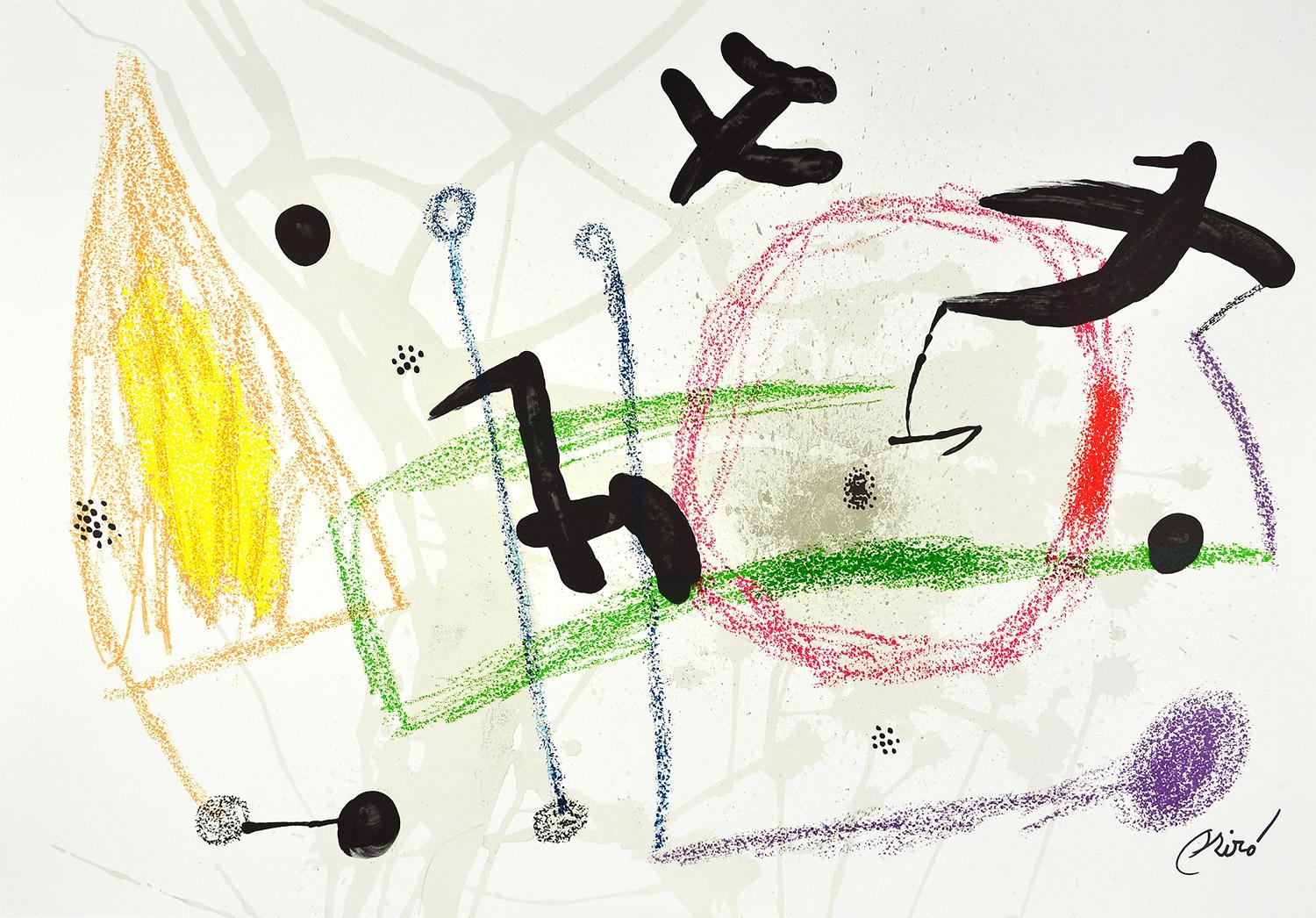 Joan Miró - Maravillas con variaciones acrósticas en el jardín de Miró V
Date of creation: 1975
Medium: Lithograph on Gvarro paper
Edition: 1500
Size: 49,5 x 71 cm
Observations: Lithograph on Gvarro paper plate signed. Edited by Polígrafa,
