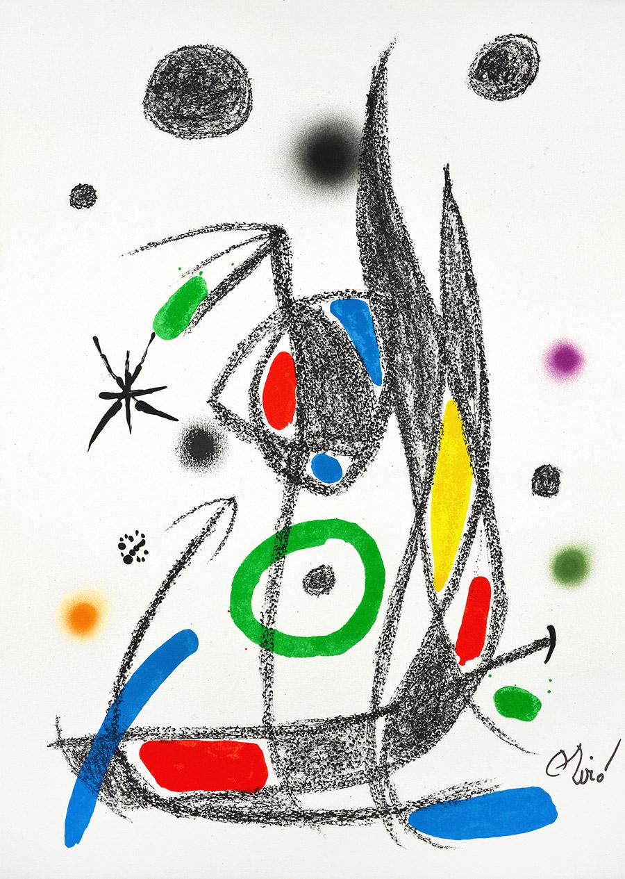 Joan Miró - Maravillas con variaciones acrósticas en el jardín de Miró XIV
Date of creation: 1975
Medium: Lithograph on Gvarro paper
Edition: 1500
Size: 49,5 x 35,5 cm
Condition: In very good conditions and never framed
Observations: Lithograph on
