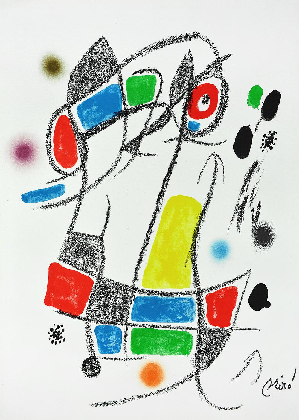Joan Miró - Maravillas con variaciones acrósticas en el jardín de Miró I
Date of creation: 1975
Medium: Lithograph
Media: Gvarro paper
Edition: 1500
Size: 49,5 x 35,5 cm
Condition: In very good conditions and never framed
Observations: Lithograph on