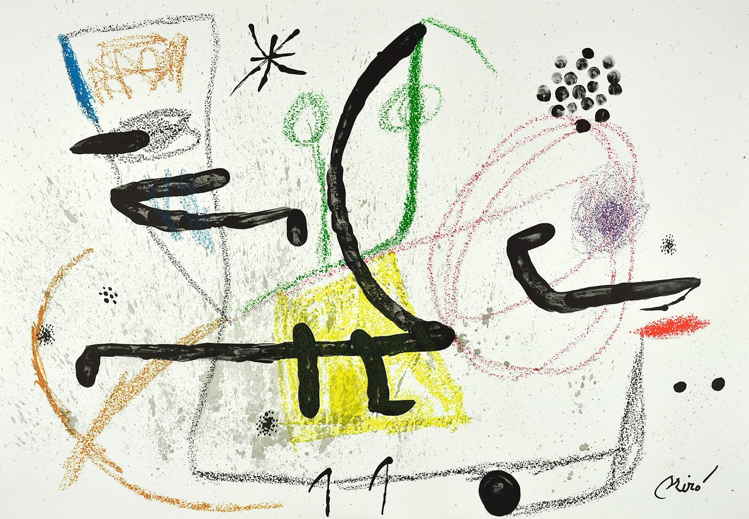 Joan Miró - Maravillas con variaciones acrósticas en el jardín de Miró IX
Date of creation: 1975
Medium: Lithograph
Media: Gvarro paper
Edition: 1500
Size: 49,5 x 71 cm
Observations:
Lithograph on Gvarro paper plate signed. Edited by Polígrafa,