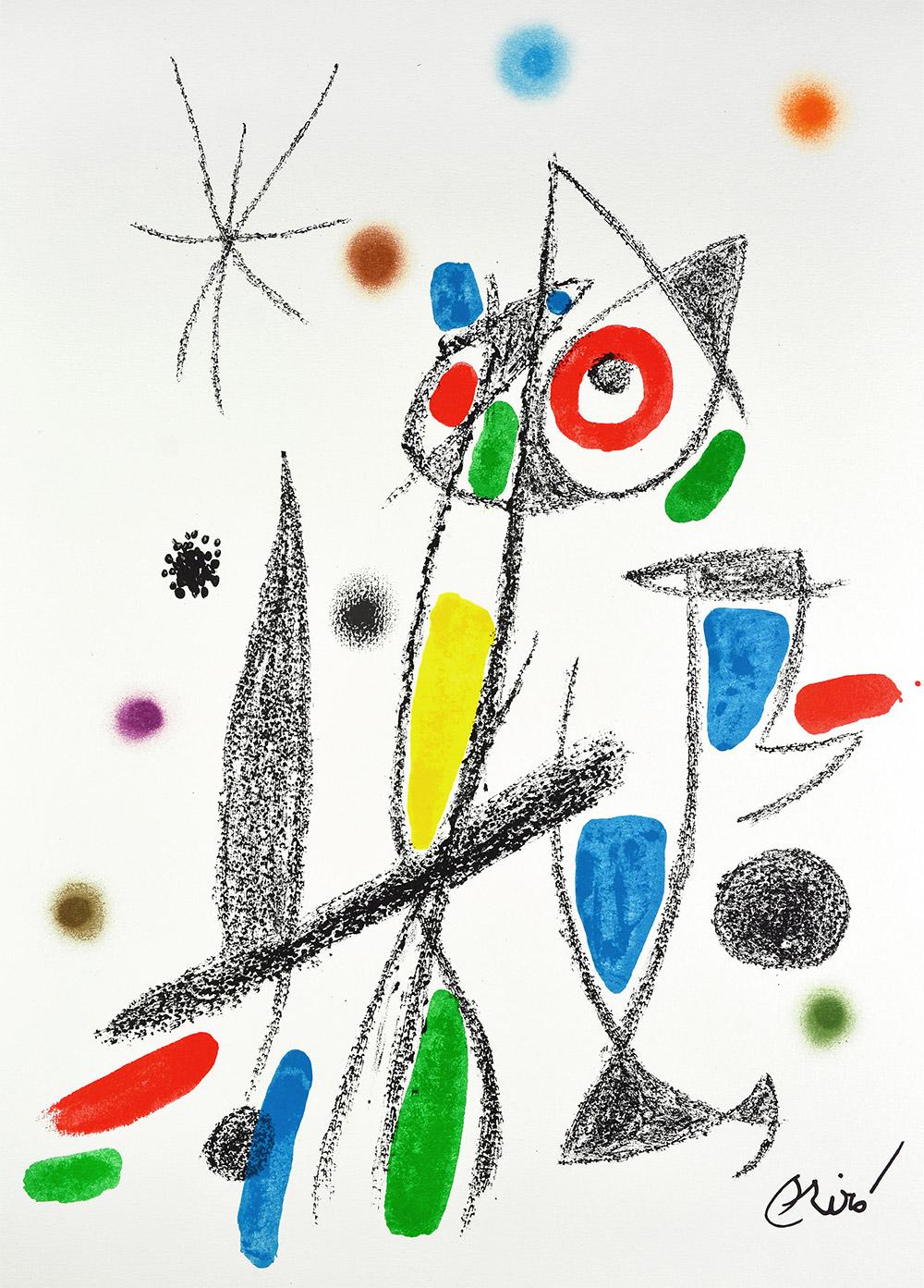 Joan Miró - Maravillas con variaciones acrósticas en el jardín de Miró XII
Date de création : 1975
Support : Lithographie sur papier Gvarro
Édition : 1500
Taille : 49,5 x 35,5 cm
Observations :
Lithographie sur plaque de papier Gvarro signée. Édité