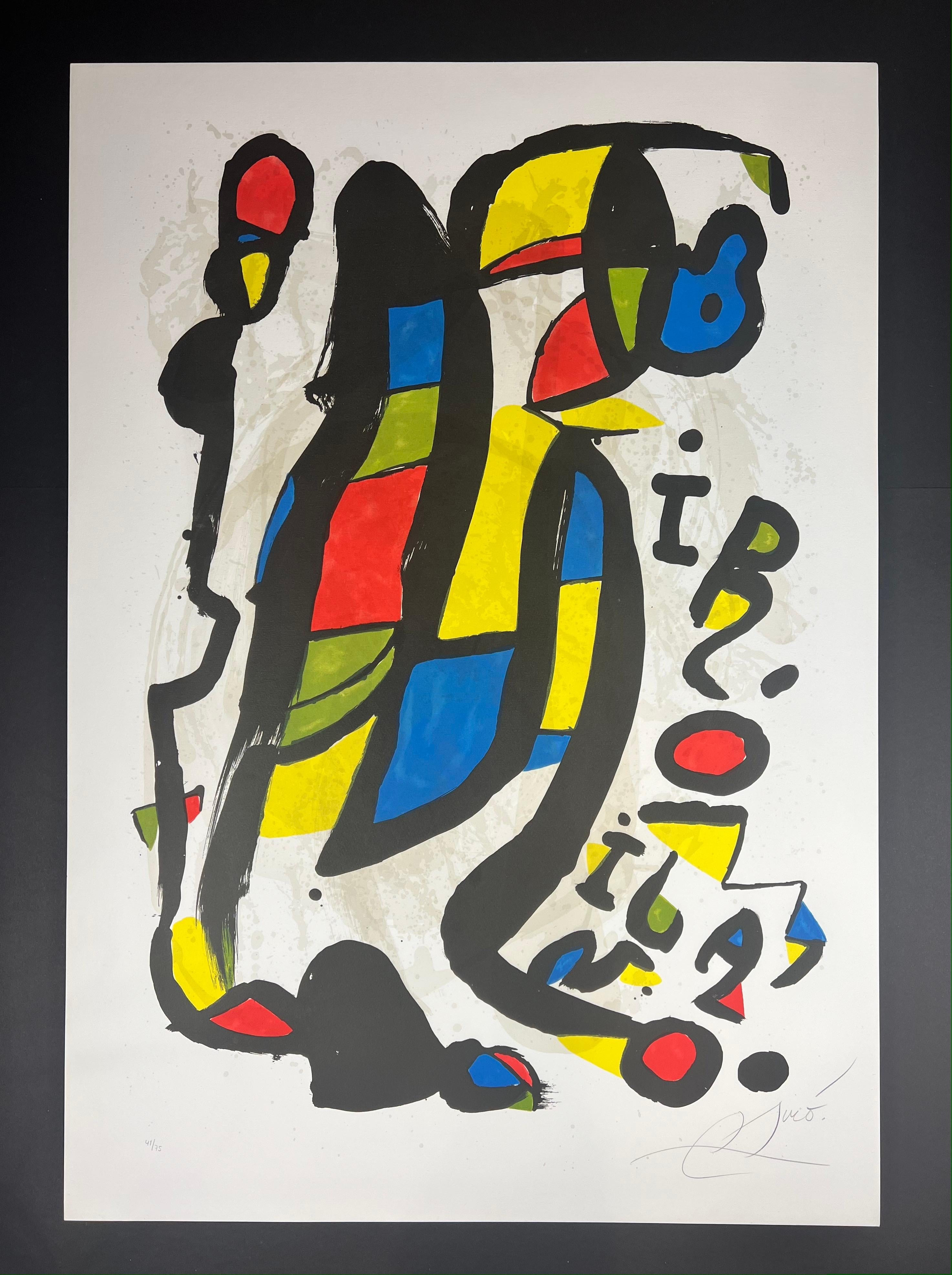 Color Lithograph on Arches paper, edited in 1981
Limited edition of 75 exemplars
signed in pencil by artist
Current exemplar numbered in pencil: 41/75 in lower left
Paper size: 99 x 69 cm

Excellent conditions

Bibliography: Miró Lithographe VI
