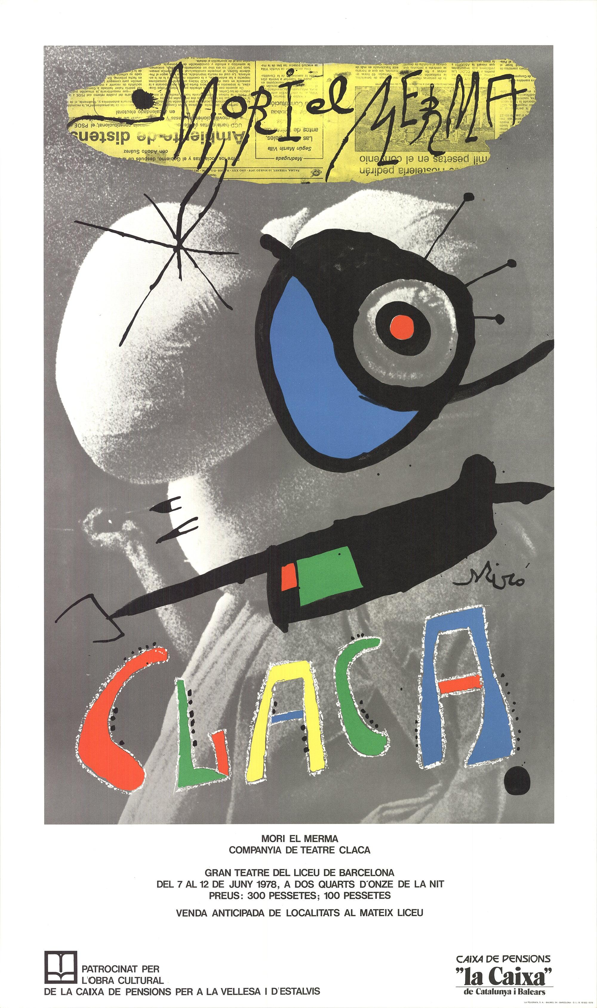 Joan Miro «Mori el Merma : Compania de Teatre Claca (Picazo 103) », 1978- Offset - Print de Joan Miró