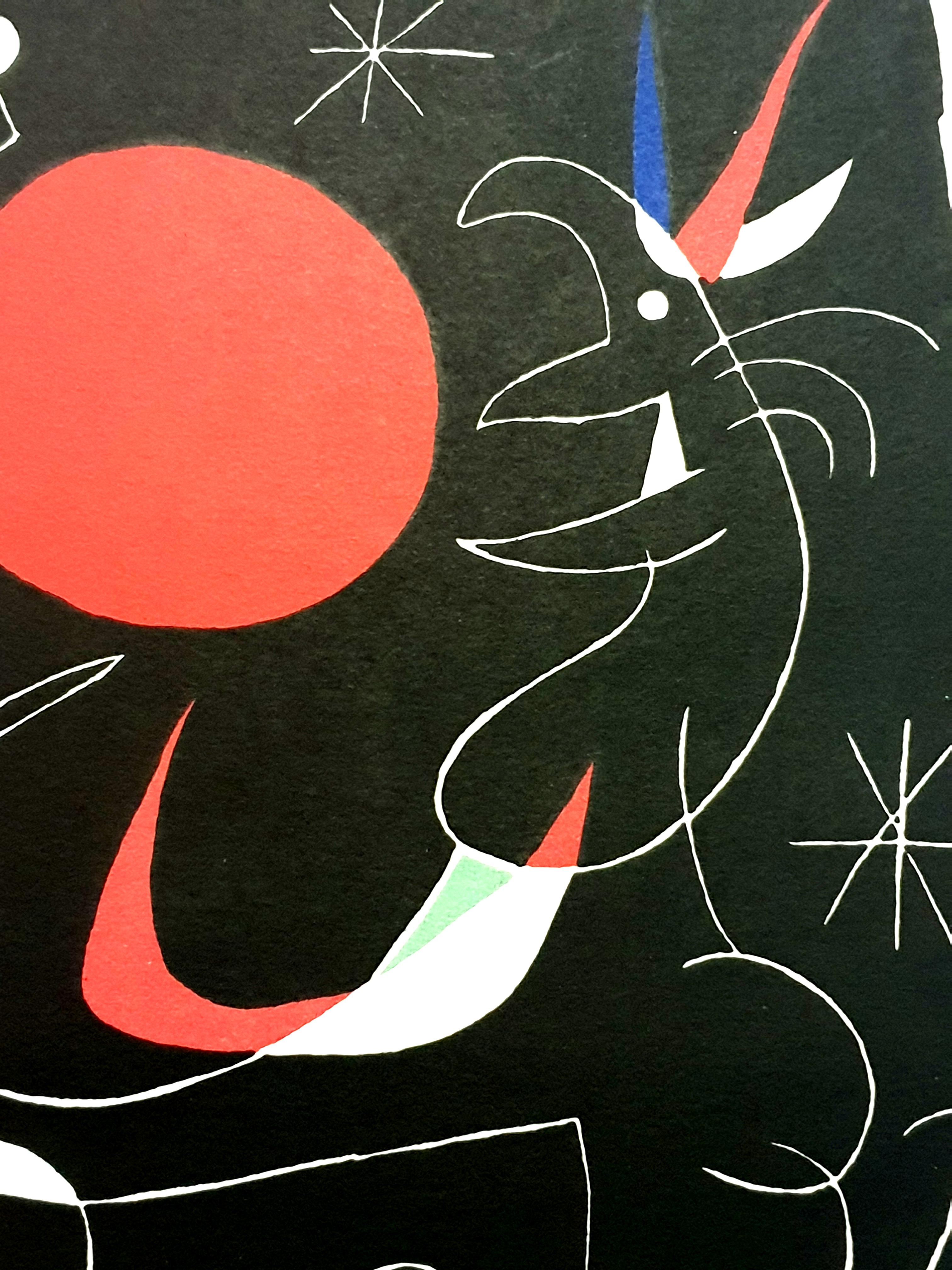 Joan Miro - Le ciel de la nuit - Lithographie originale - Noir Abstract Print par Joan Miró