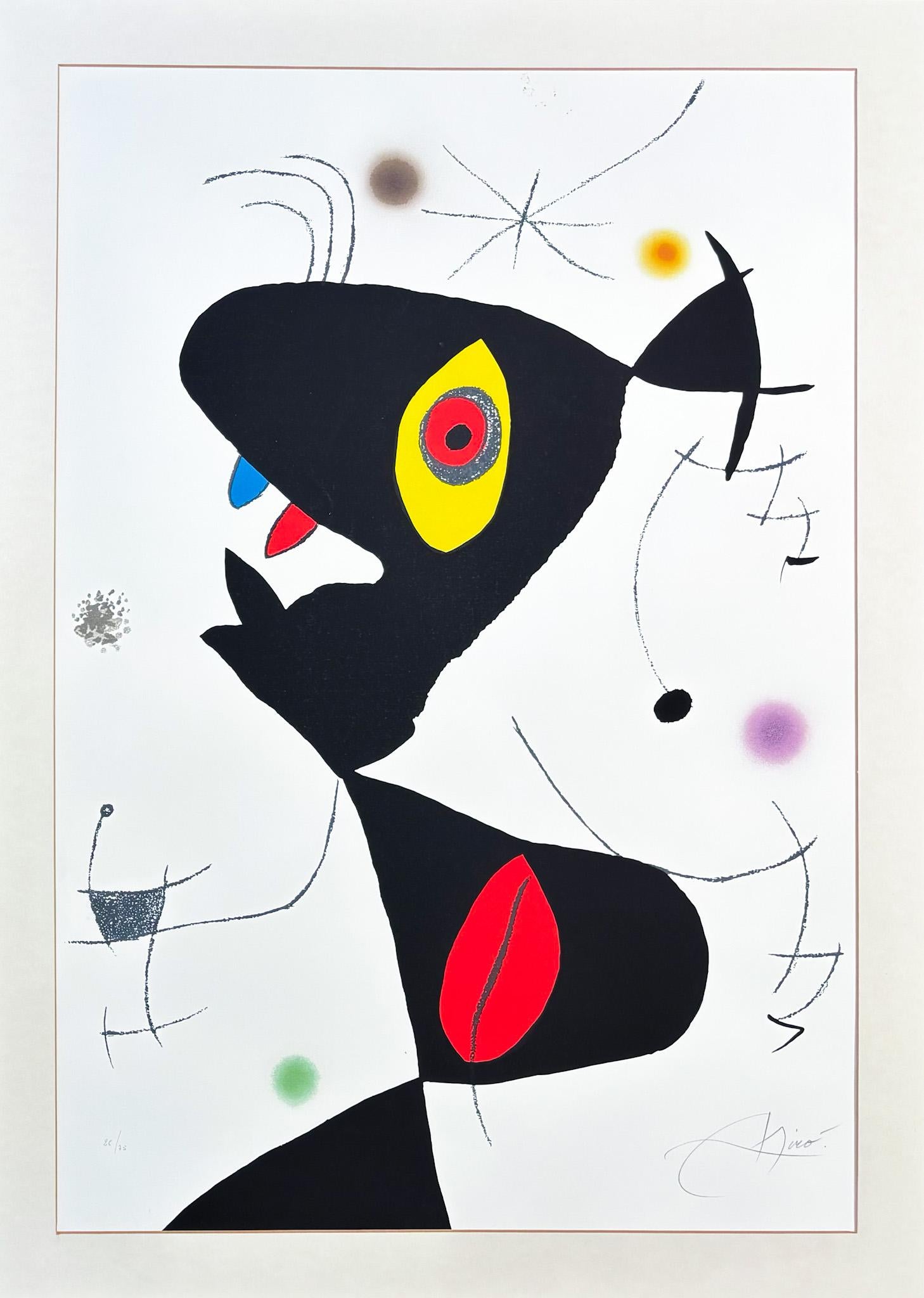 Color lithograph on Guarro paper, edited in 1973
Limited edition of 75 copies
signed in pencil by artist in lower right corner and numbered 26/75 in lower left corner
Paper size: : 88 x 61 cm
very good conditions, with strong deep