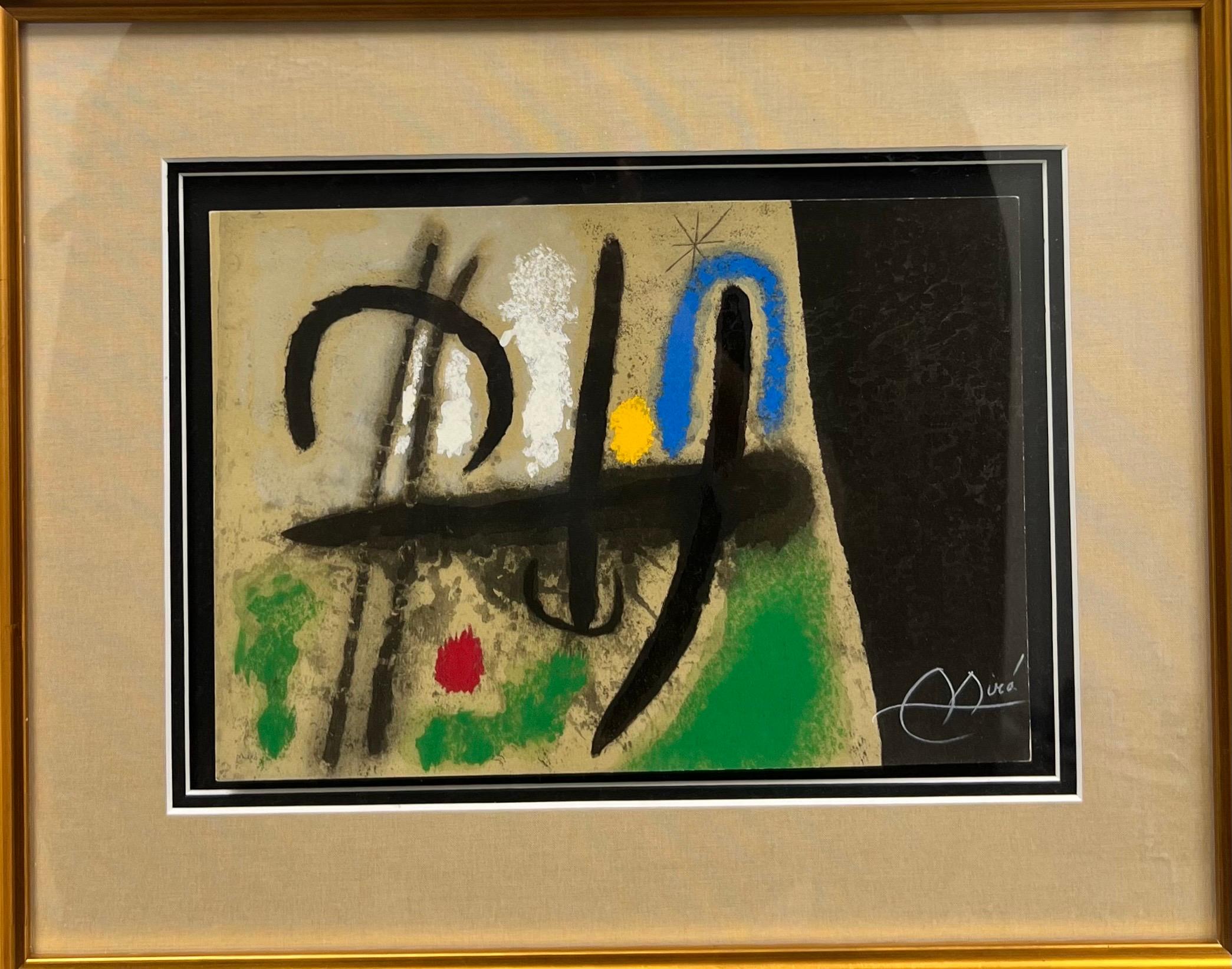 Joan Miró Oiseaux dans un paysage Litografía original, firmada a mano y enmarcada en venta 2