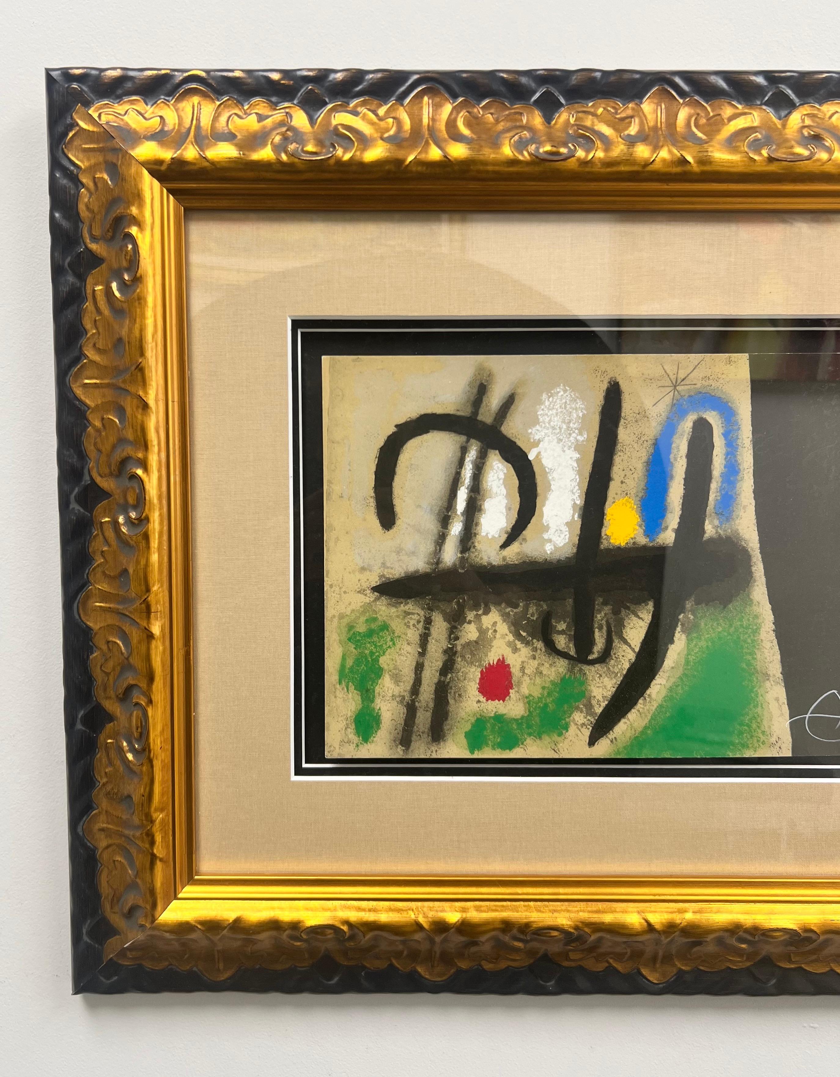 Joan Miró Oiseaux dans un paysage Litografía original, firmada a mano y enmarcada en venta 4