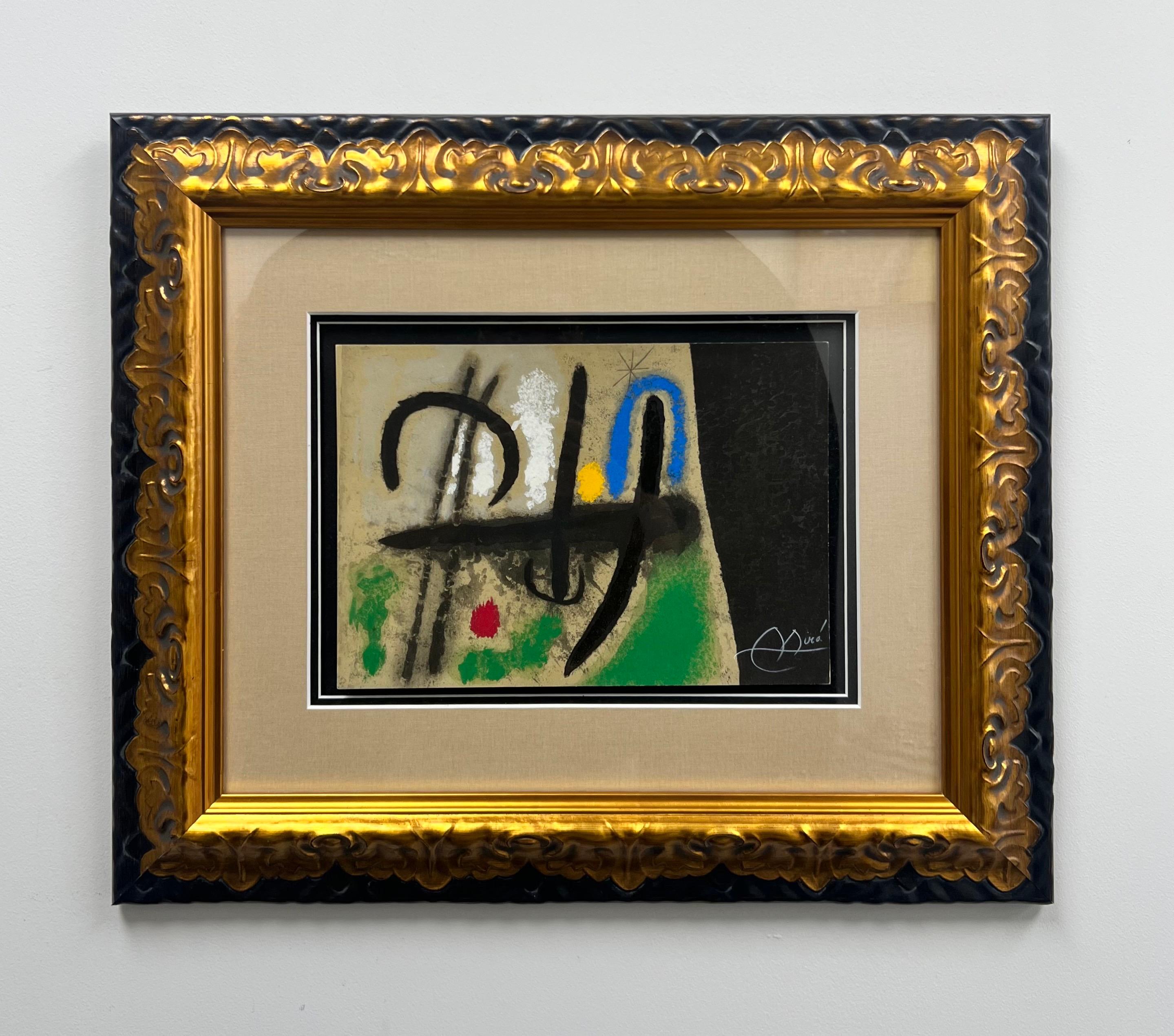 

Joan Miró Oiseaux dans un paysage Litografía original, firmada a mano y enmarcada:

 Esta litografía original en color de Joan Miró ( español, 1893-1983)  es una obra maestra de la abstracción surrealista, realizada con trazos audaces, formas