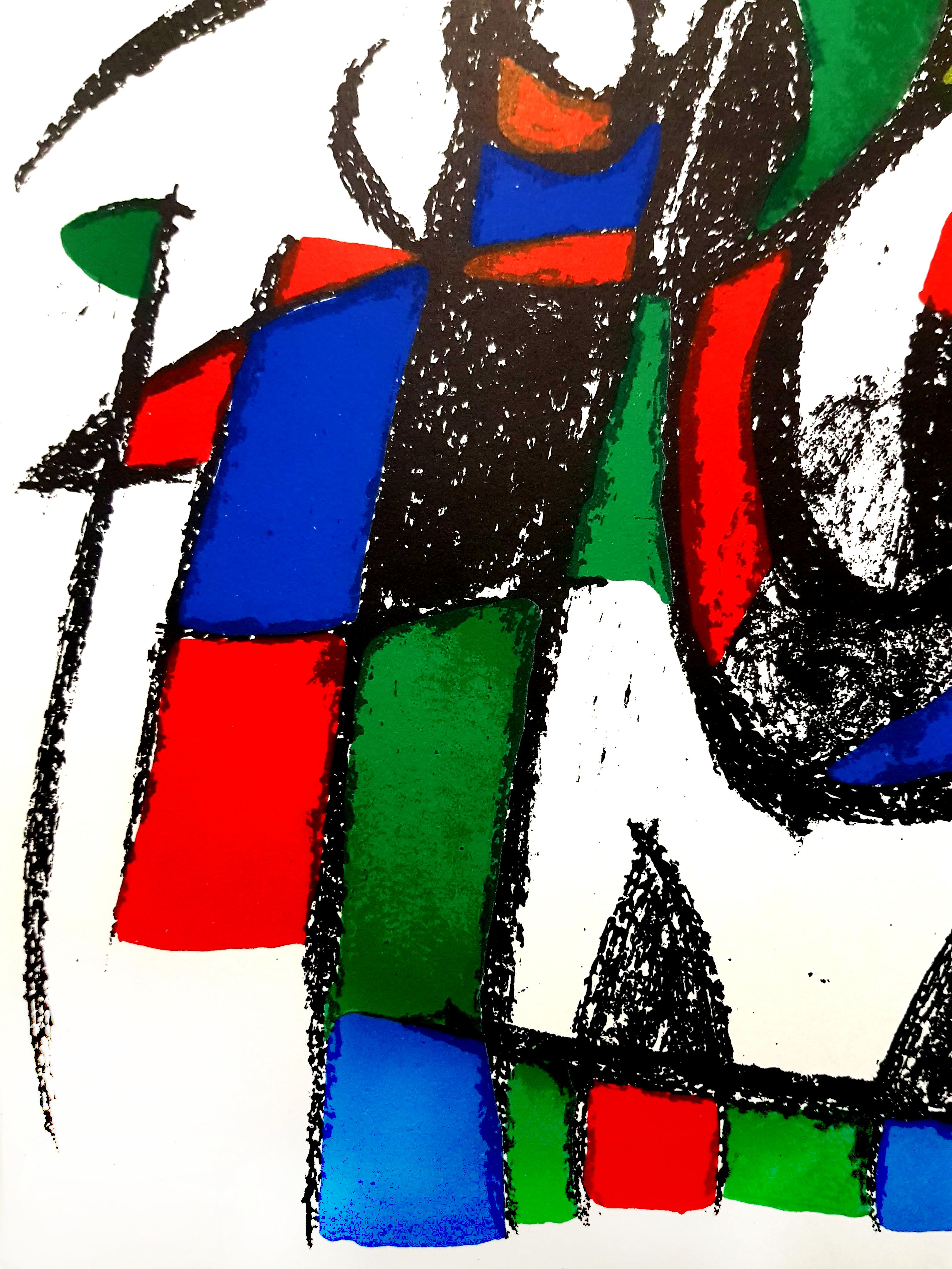 Joan Miro - Litografia astratta originale - Still-Life Print Nero di Joan Miró