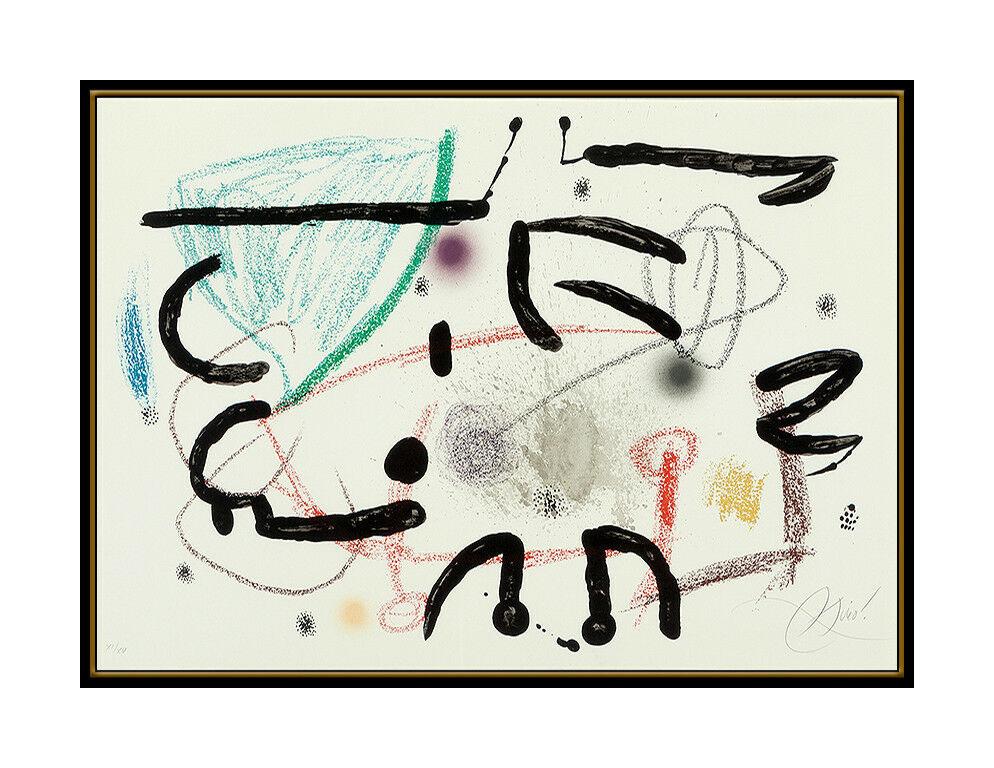 Joan Miro Original Color Lithograph Hand Signed Abstract Modern Artwork Framed - Print by Joan Miró