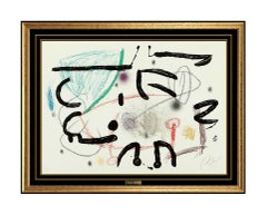 Joan Miro Original Color Lithograph Hand Signed Abstract Modern Artwork Framed