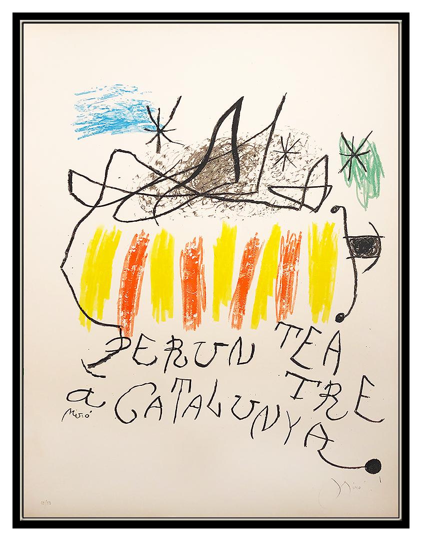 Joan Miro Original Color Lithograph Hand Signed Large Abstract Teatre Cataunya - Print by Joan Miró