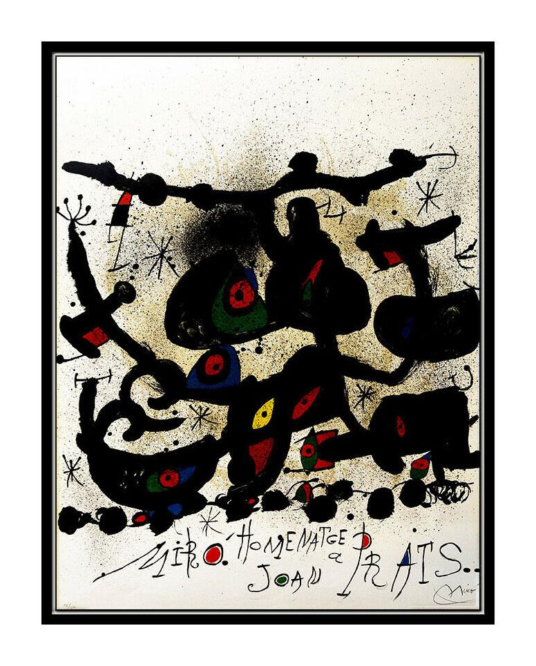 Joan Miro Original Color Lithograph Large Hand Signed Abstract Homenatge Prats - Black Abstract Print by Joan Miró