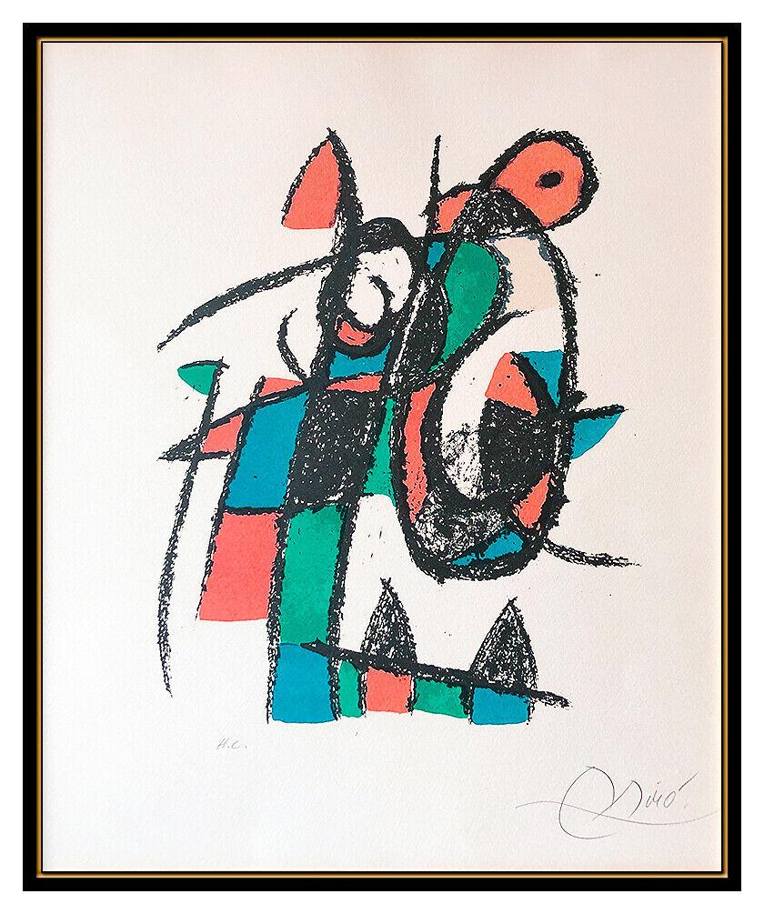 Joan Miro Original Color Lithograph Plate Hand Signed Abstract Modern Framed Art - Print by Joan Miró