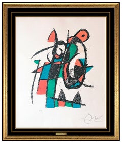 Joan Miro Original Color Lithograph Plate Hand Signed Abstract Modern Framed Art