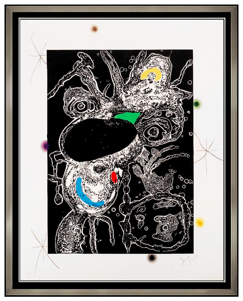 Joan Miró Abstract Print - Joan Miro Original Espriu Aquatint Etching Hand Signed Modern Abstract Portrait