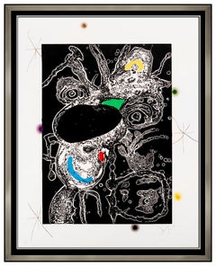 Joan Miro Original Espriu Aquatint Etching Hand Signed Modern Abstract Portrait