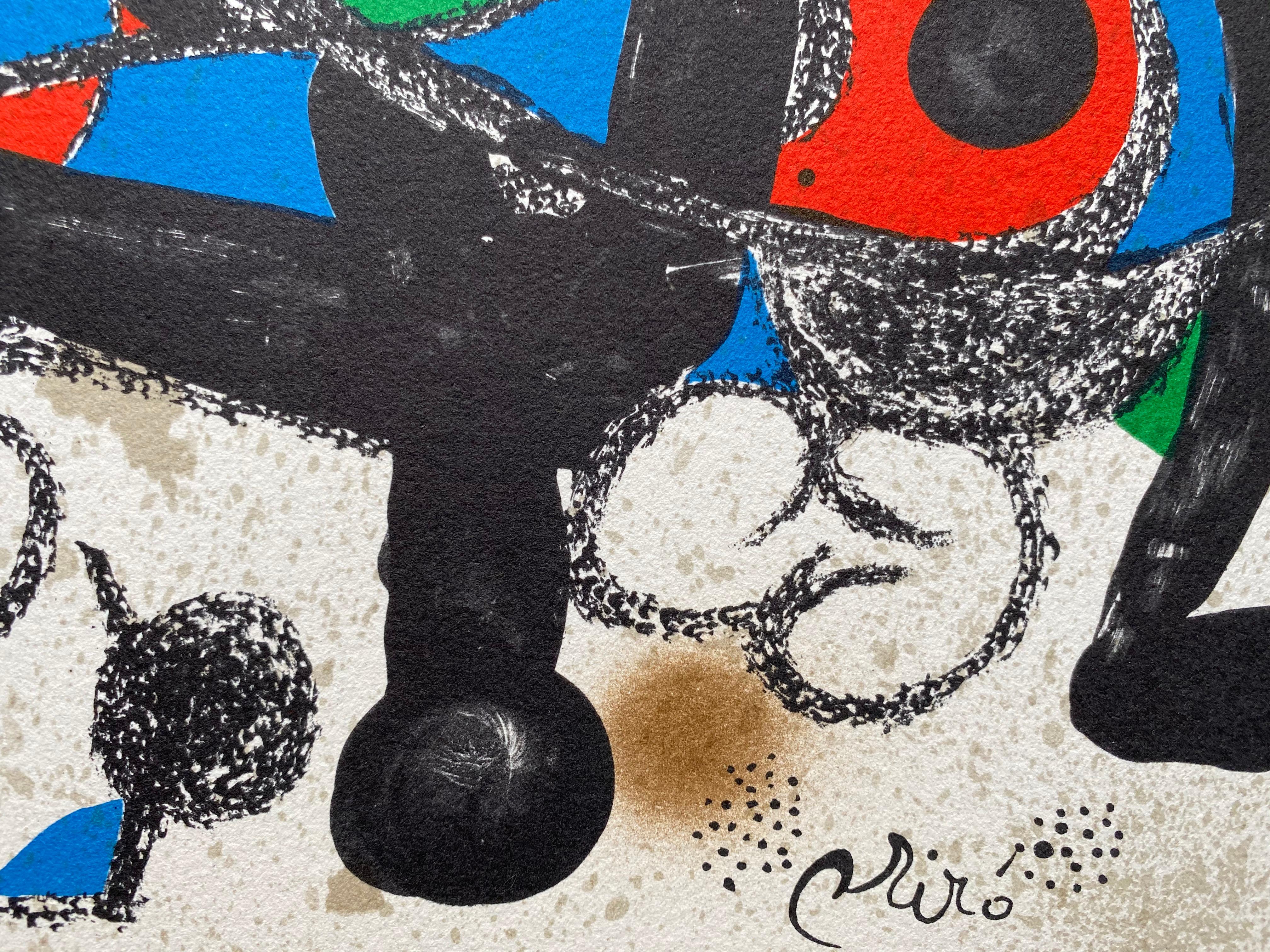 Joan Miró - 
Lithography - 
Miro Sculptor: Spain
original lithograph on Guarro de Miro Joan paper,
signed on the plate.
Edition in 1500 copies.
circa 1972
Dimensions of the work: 40 cm x 20 cm
each referenced in the catalogue raisonné of the