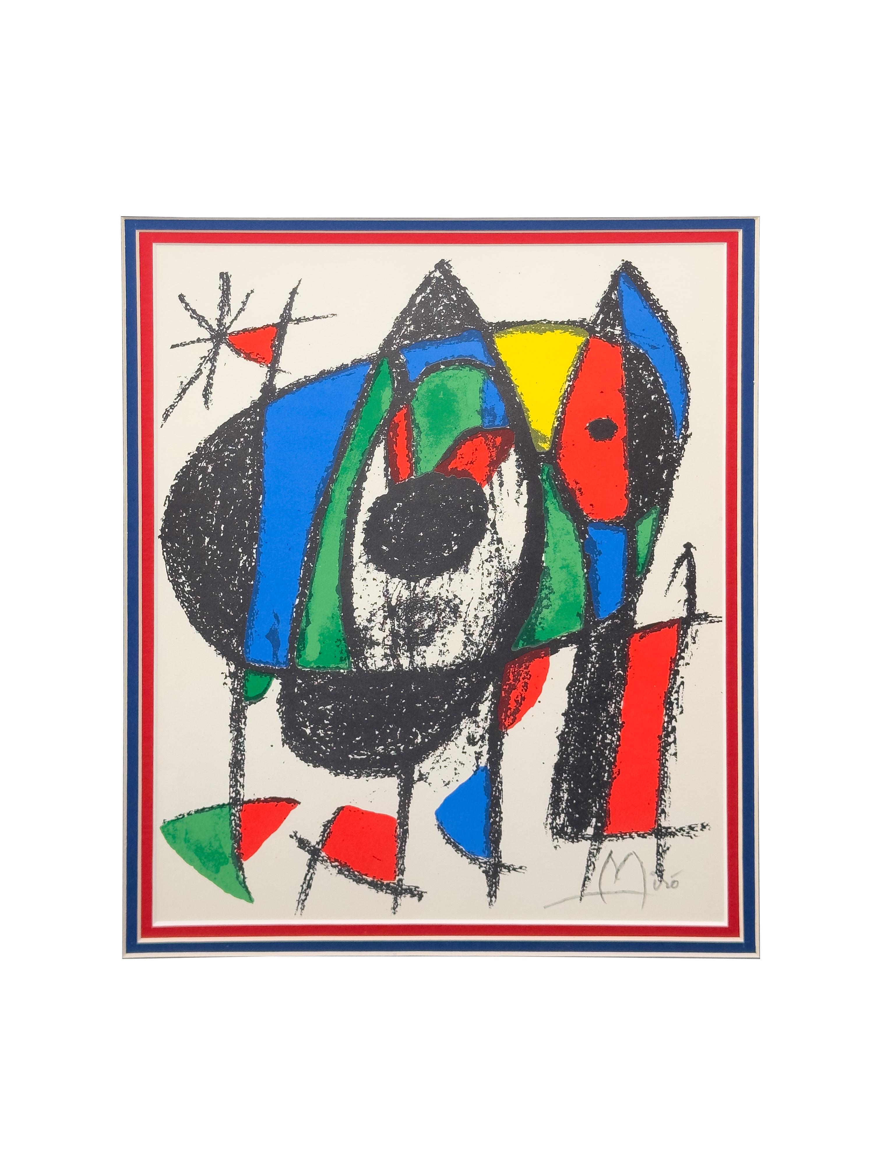 Joan Miro Litografia originale II Portfolio V 1975, firmata a mano e incorniciata - Print Espressionismo astratto di Joan Miró