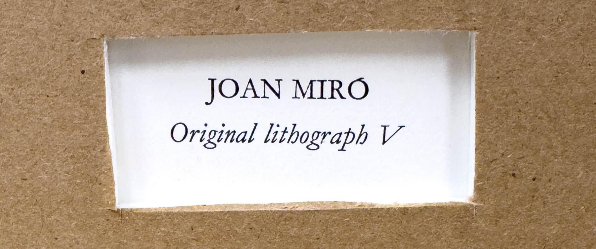 Joan Miro Litografia originale II Portfolio V 1975, firmata a mano e incorniciata 3