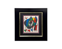 Joan Miro Litografia originale II Portfolio V 1975, firmata a mano e incorniciata