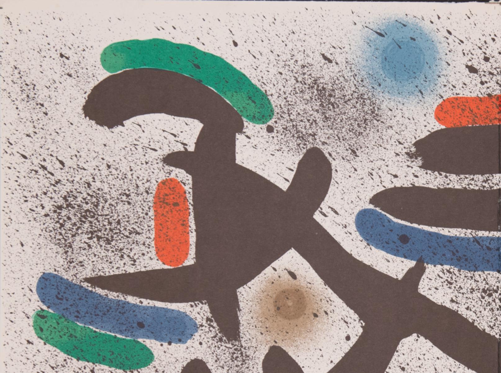 Litografo (Volume I) Italian edition from 1972.

Catalogue of works: Cramer 160.

Slight book fold in the centre of the paper.

Miró's development of a new pictorial language led to a consistent restriction to the primary colours black, green,