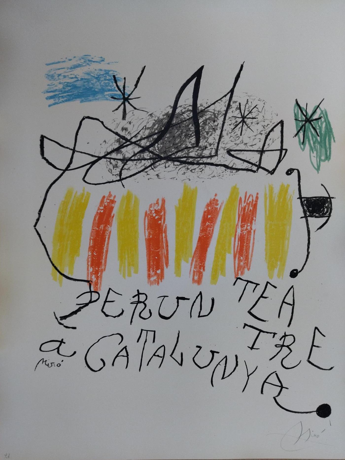 Joan Miro  Original lithography limited edition painting - Print by Joan Miró