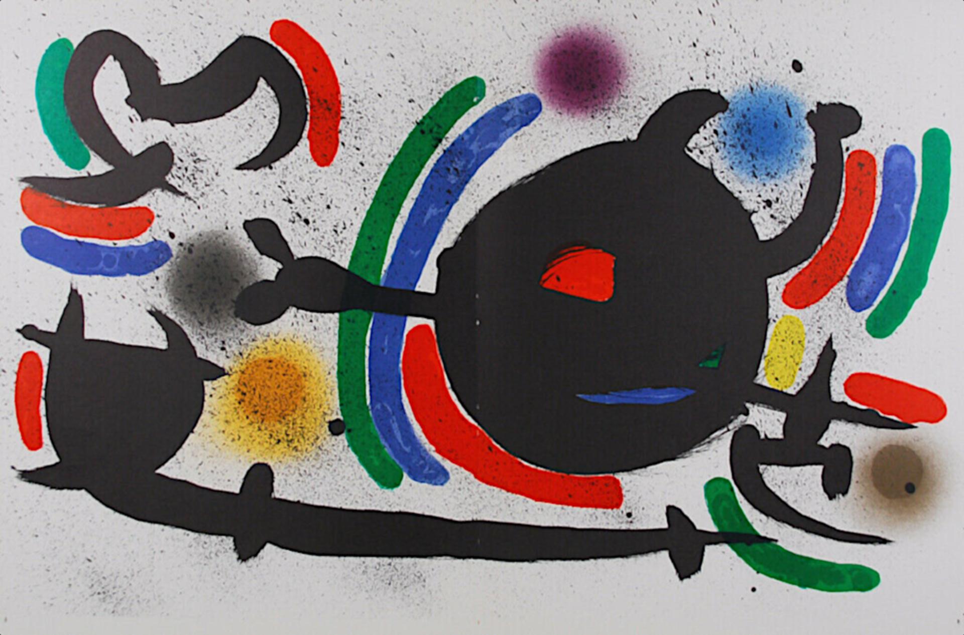 Joan Miró - "Original Lithography X".

Lithograph in colors from Litografo (Volume I) Spanish edition from 1972.

Catalogue of works: Mourlot 866.

Slight book fold in the centre of the paper.

Miró's development of a new pictorial language led to a