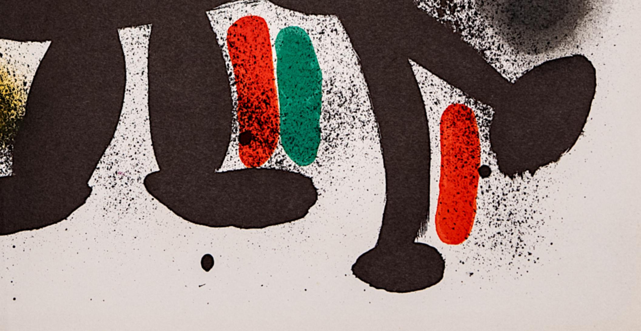 Litografo (Volume I) Spanish edition from 1972.

Catalogue of works: Mourlot 864.

Slight book fold in the centre of the paper.

Miró's development of a new pictorial language led to a consistent restriction to the primary colours black, green,