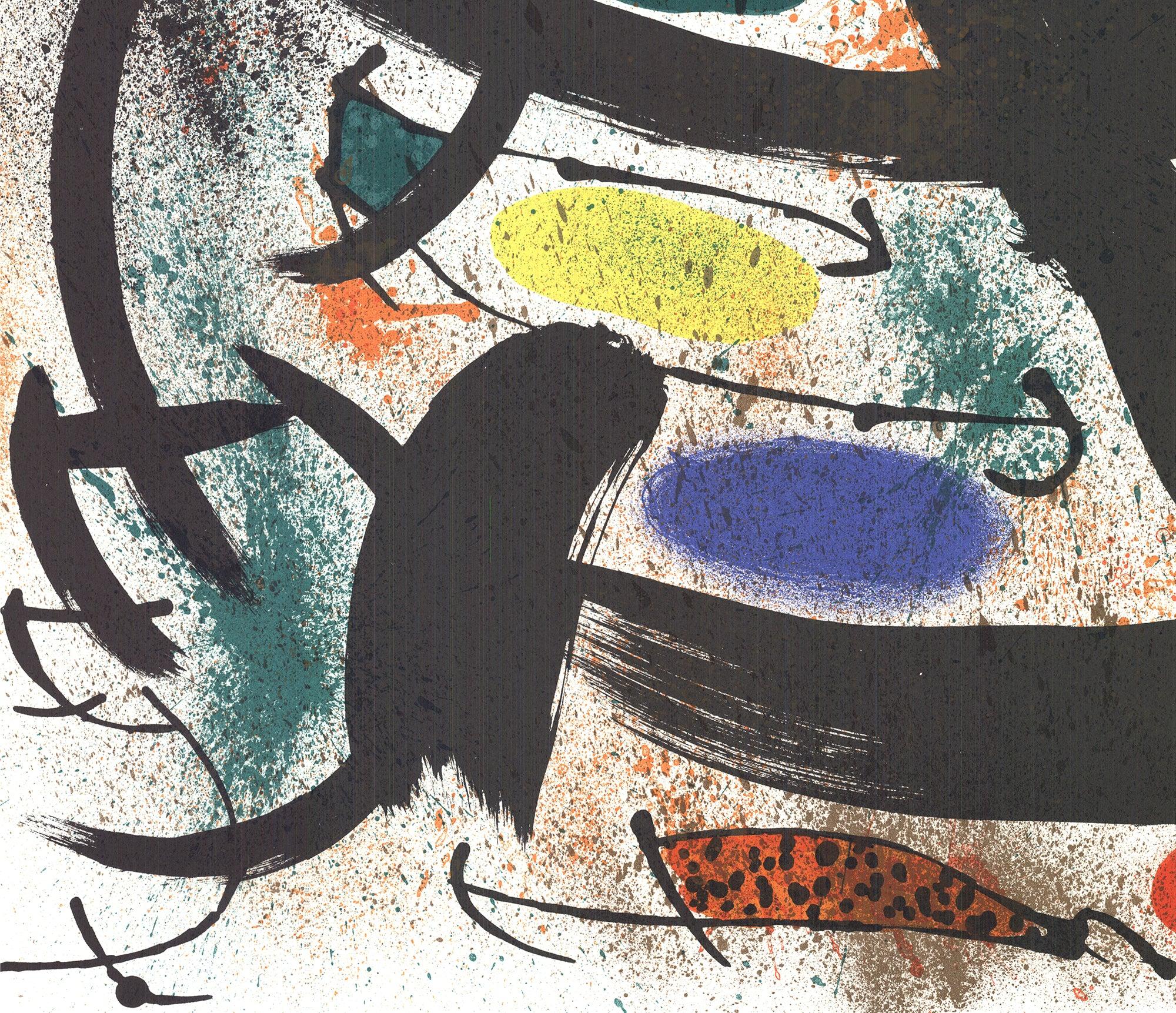 Questo poster litografico originale è stato prodotto per la mostra retrospettiva dell'opera grafica di Joan Miró, tenutasi al Pasadena Art Museum in California, U.S.A., nel 1969. Pubblicato dal Pasadena Art Museum e stampato in Francia dai rinomati
