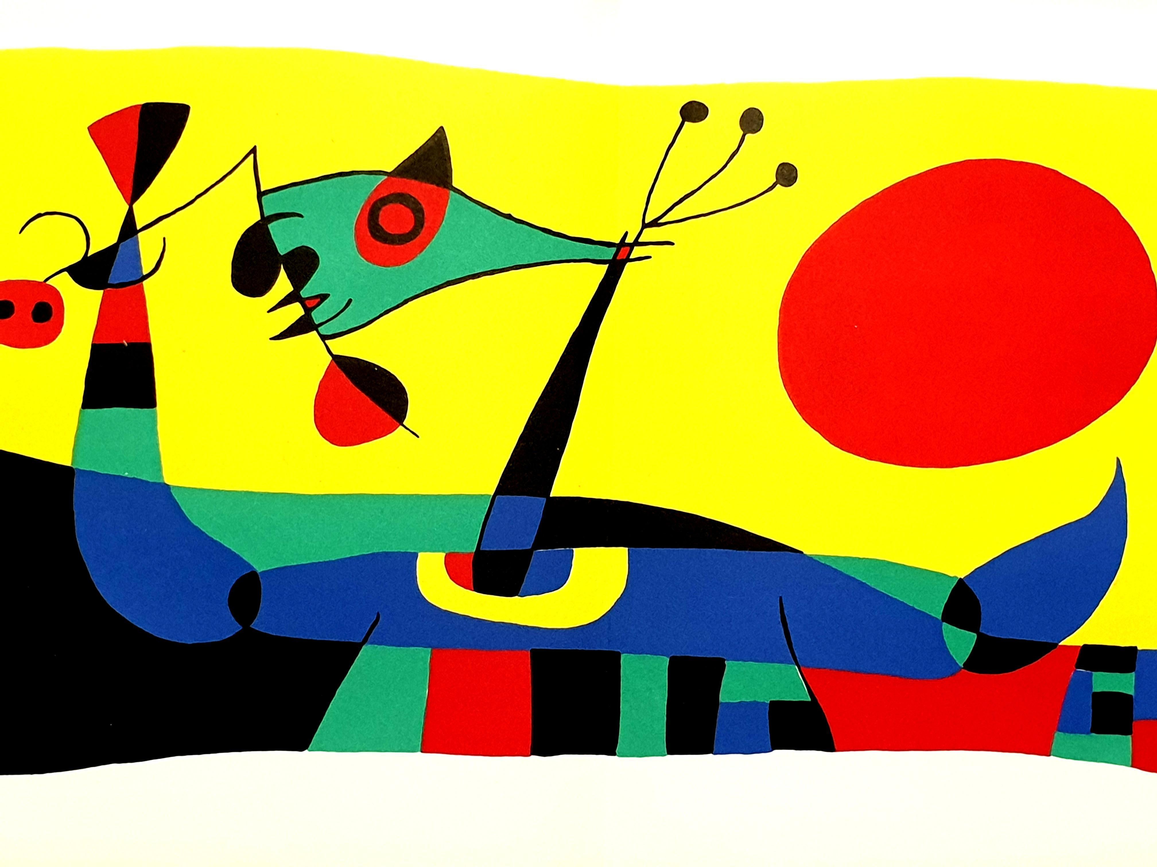 Joan Miro - Plumes de paon - Lithographie originale - Abstrait Print par Joan Miró