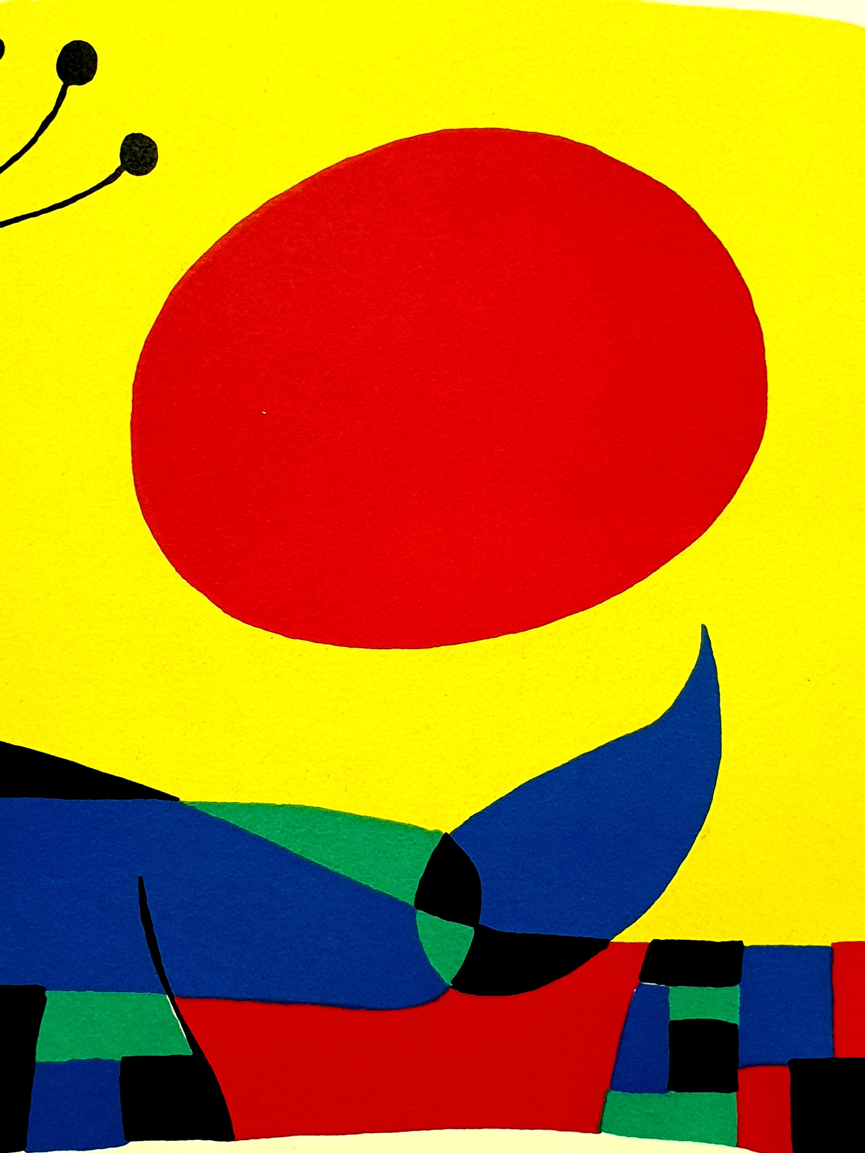 Joan Miro - Plumes de paon - Lithographie originale
Artiste : Joan Miro
Dimensions : 9 x 14-/12 pouces (feuille), avec la pliure centrale habituelle, telle que publiée dans 