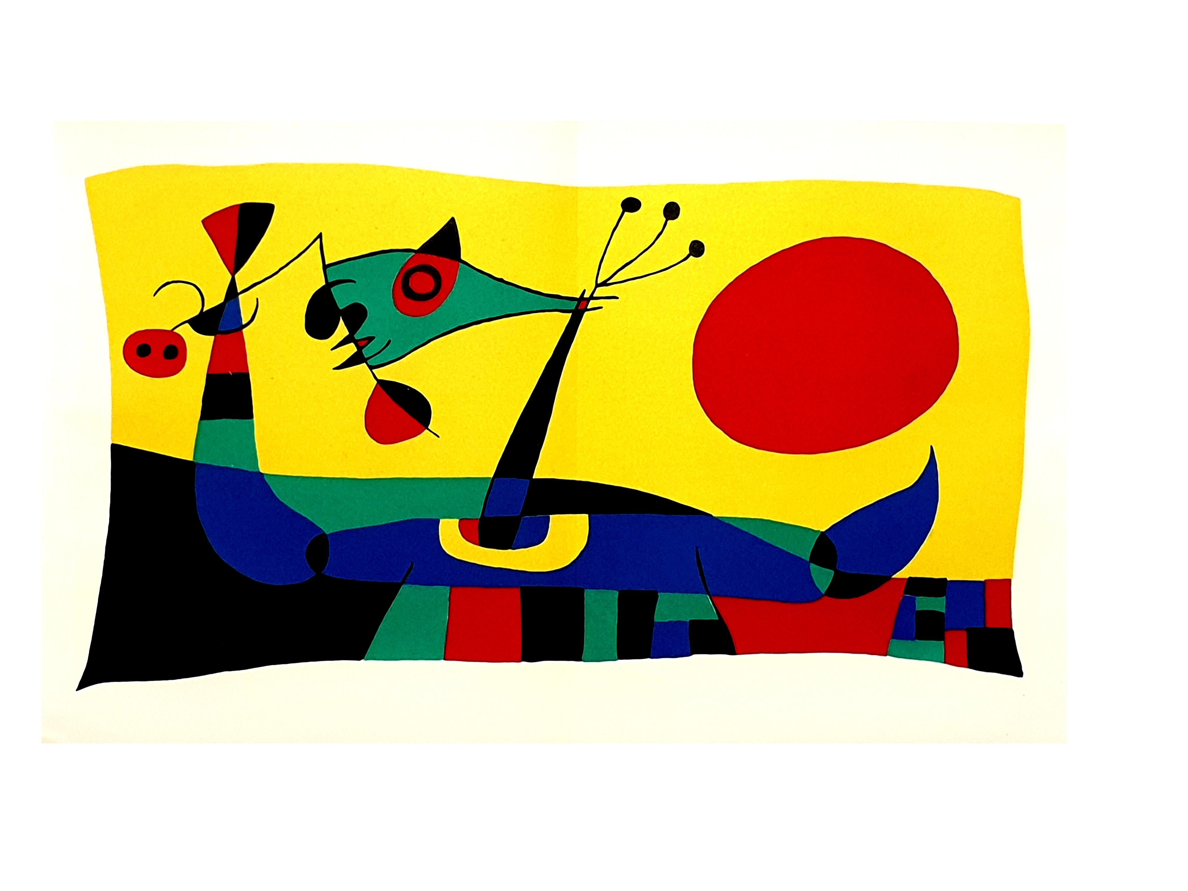 Abstract Print Joan Miró - Joan Miro - Plumes de paon - Lithographie originale