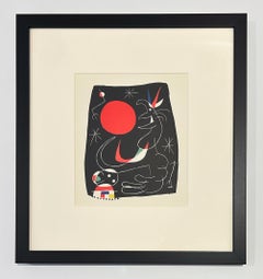 Joan Miro Plate 4 Original Lithograph, Abstract Style, Unsigned, 1956